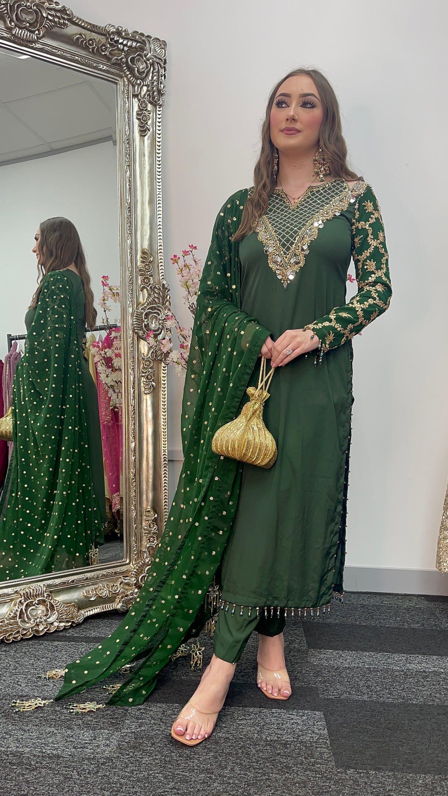 Afsana - Hand Work - Party Wear - Green