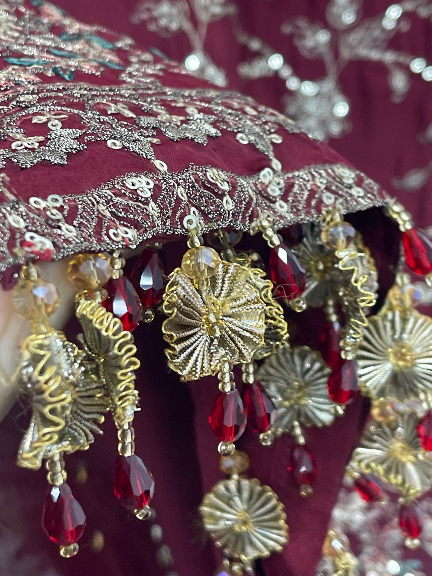 “Dulhan” Maria B Inspired - Embriodered Maroon Garara - Wedding - Jacquard