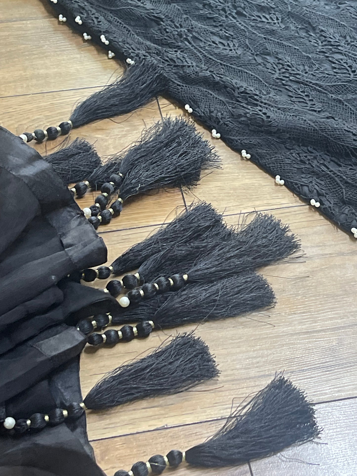 Black Patta- Lacy Crochet Net - Leafy - Dia -Diya -