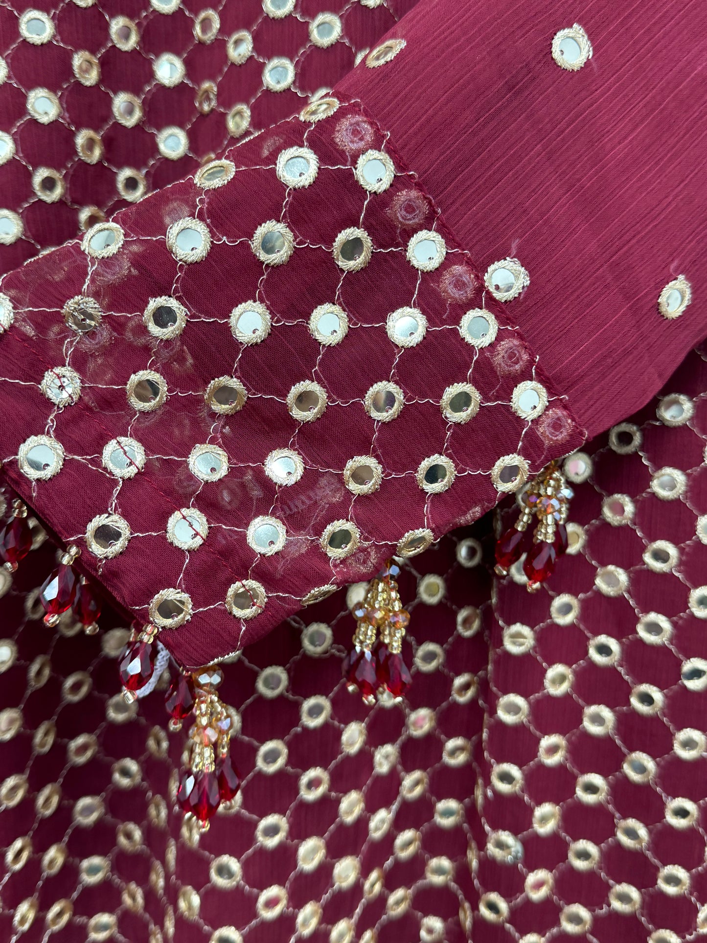 Rim Jhim - Hand Work - Chiffon Party Wear - Black - Maroon -Purple - R