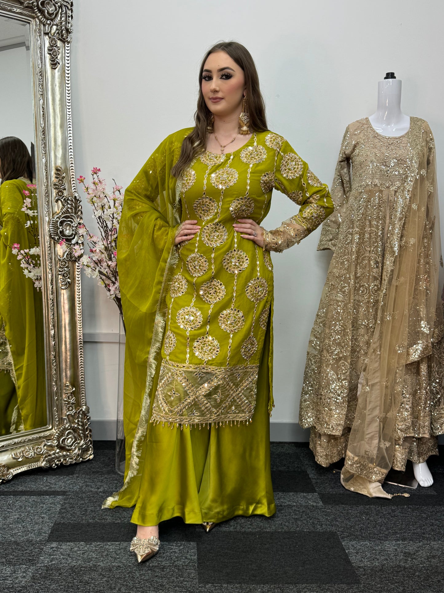 Kiran - Sheesha Sharara Set - green - Mehndi outfit - Party wear - W