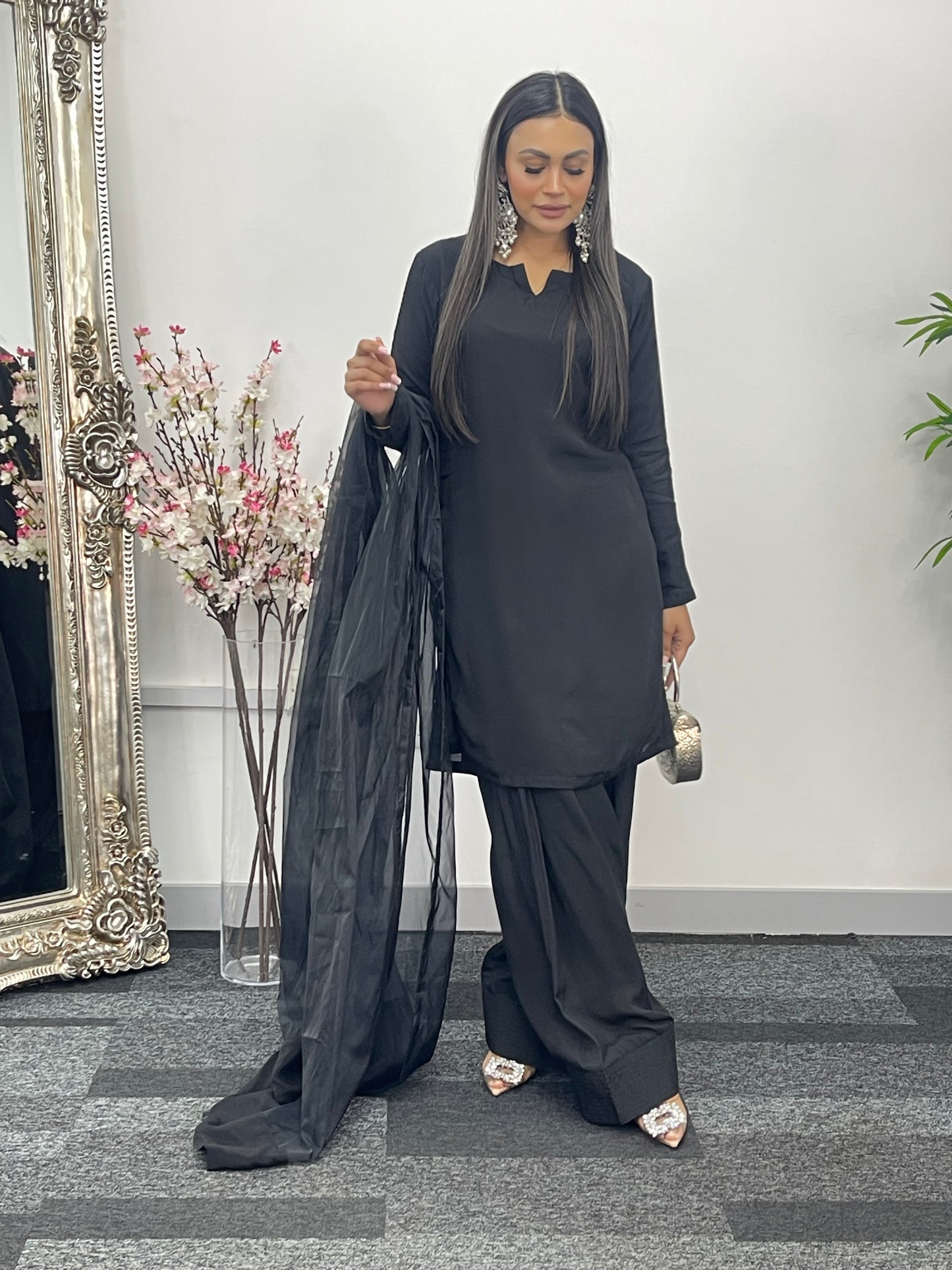 Saba - Farshi Shalwar - black