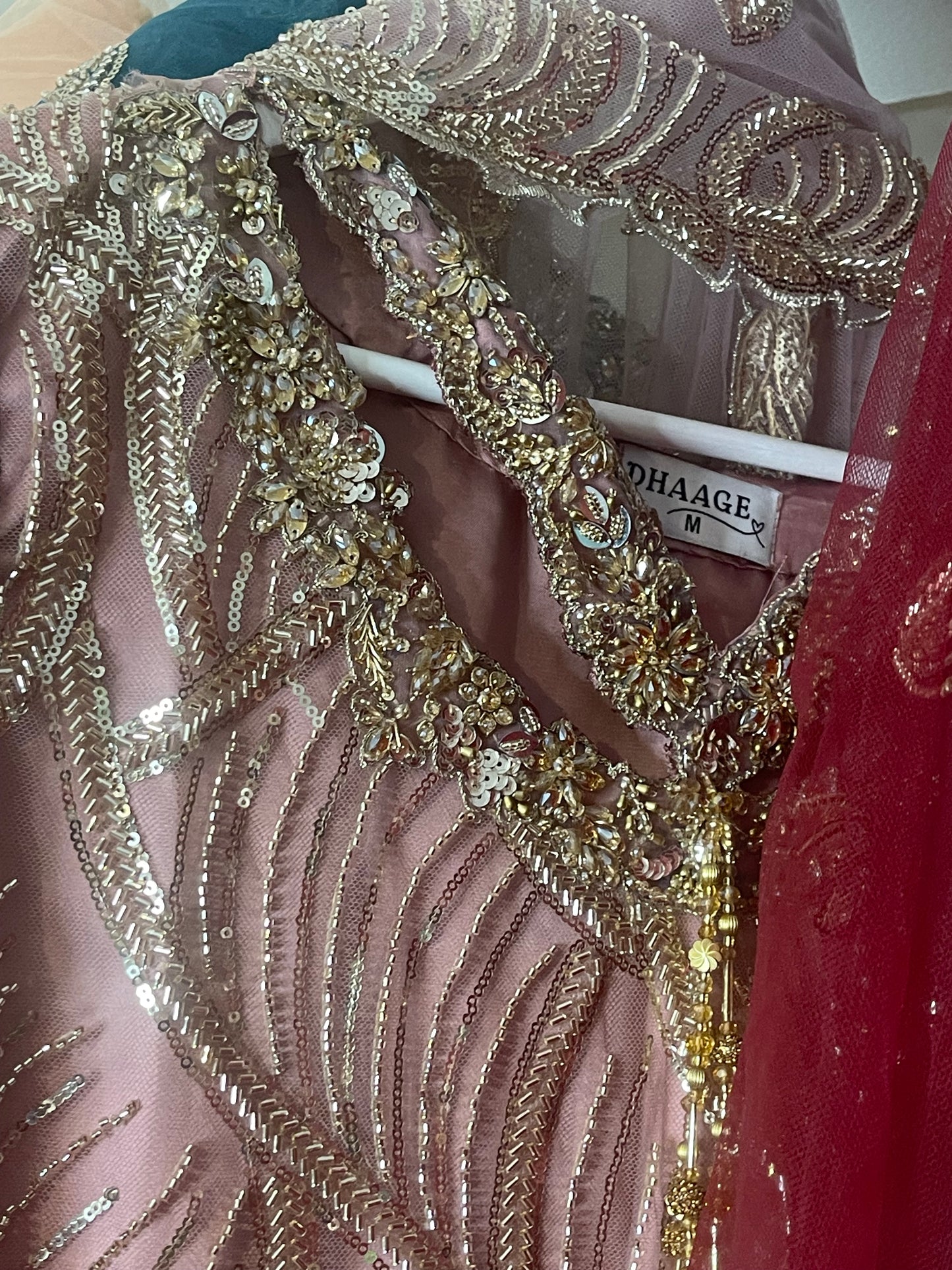 Jhumka - Dusty Pink Cutdana Net