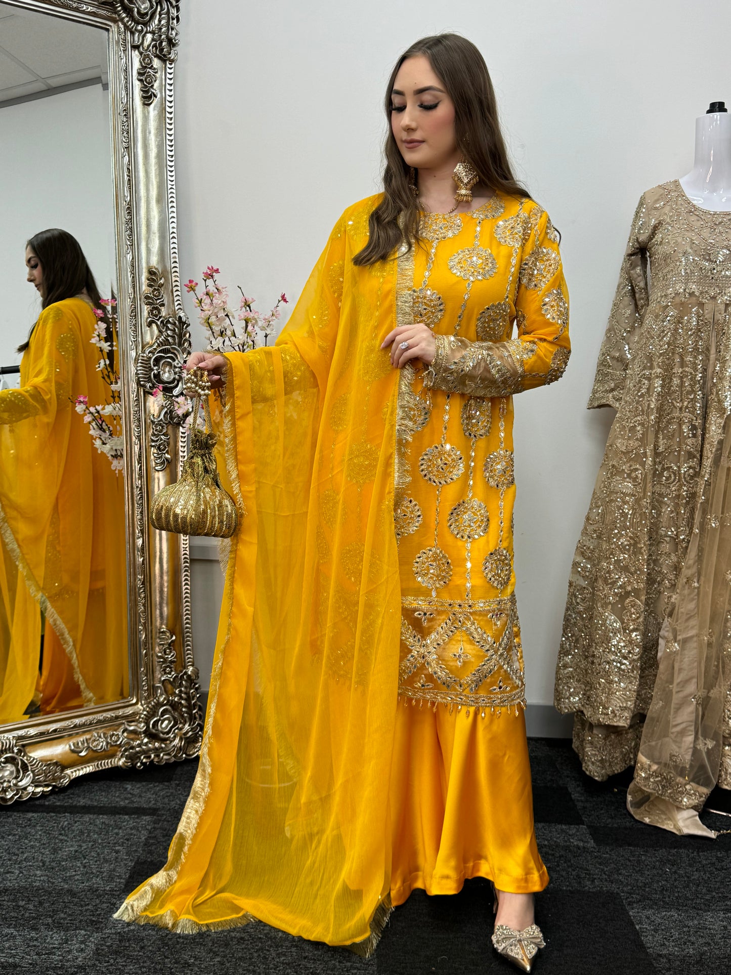 Kiran - Sheesha Sharara Set - Yellow - Mehndi outfit - Party wear - W