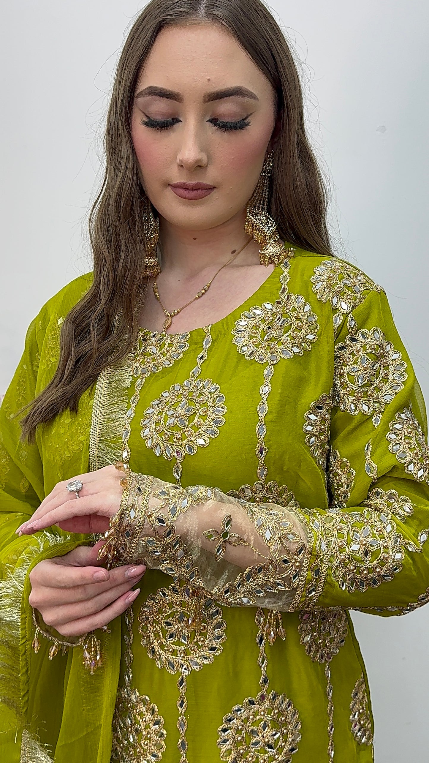 Kiran - Sheesha Sharara Set - green - Mehndi outfit - Party wear - W