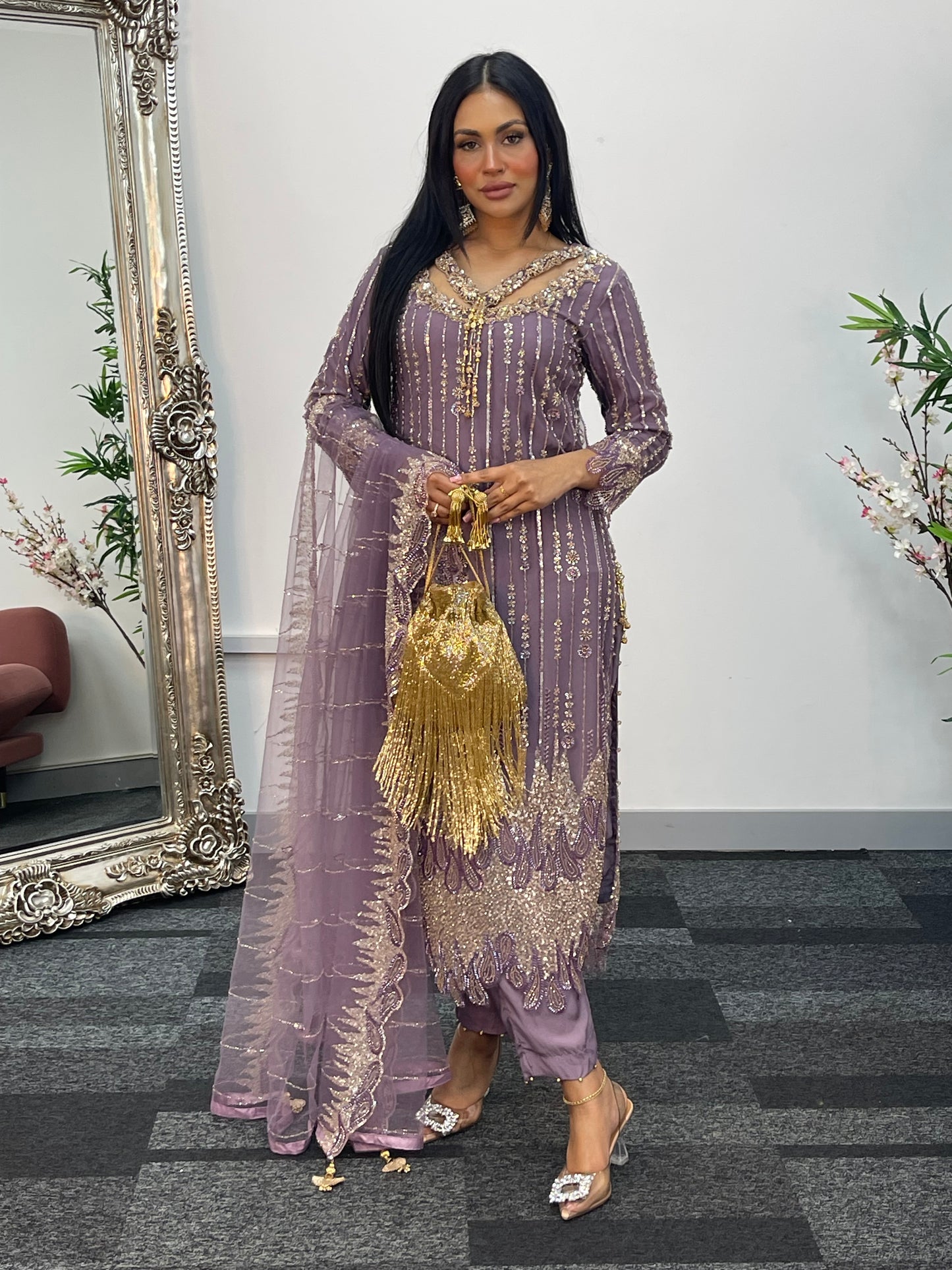 Payal - Cutdana Net - Lilac purple - A