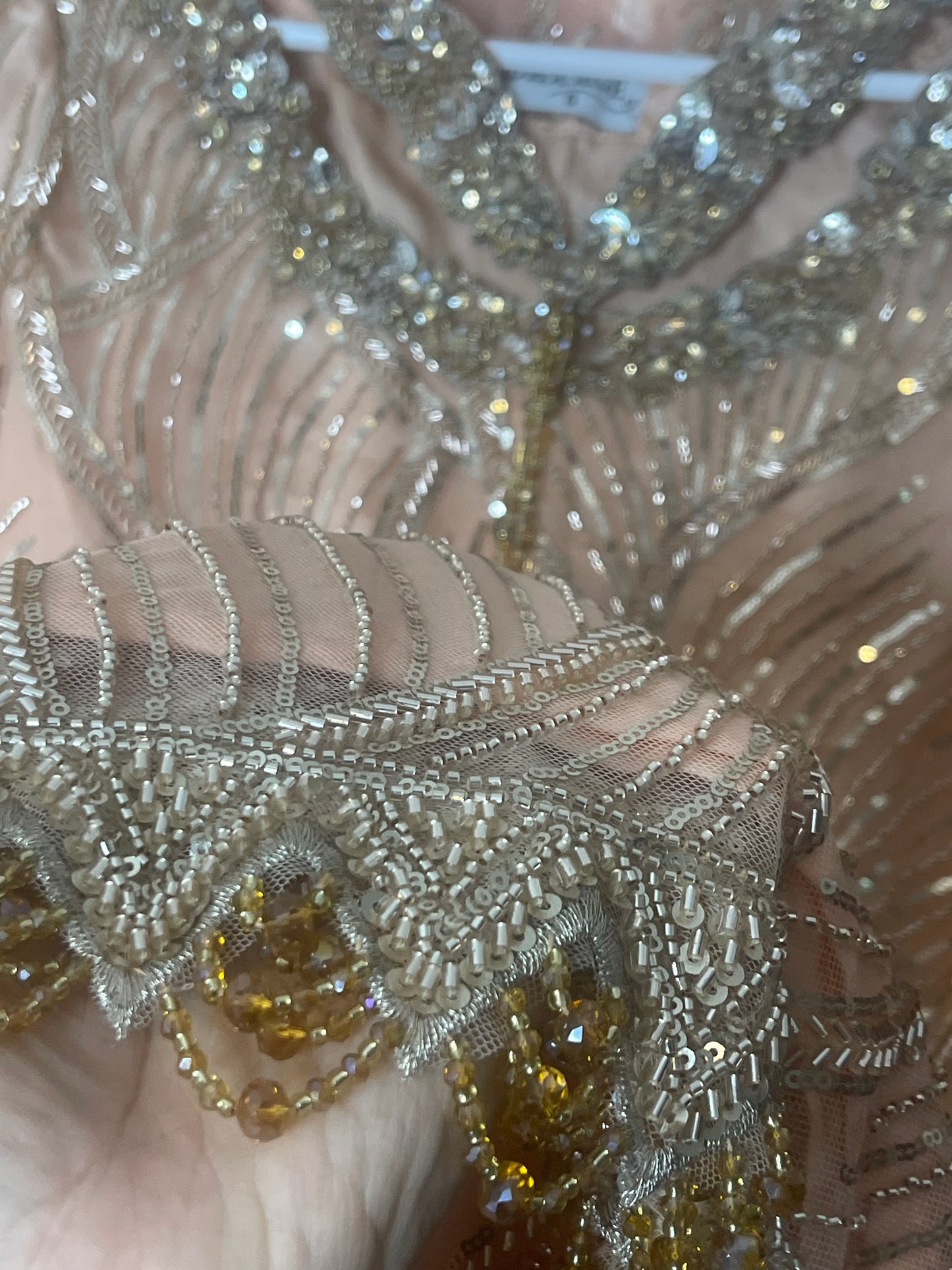 Jhumka - Peach Cutdana Net