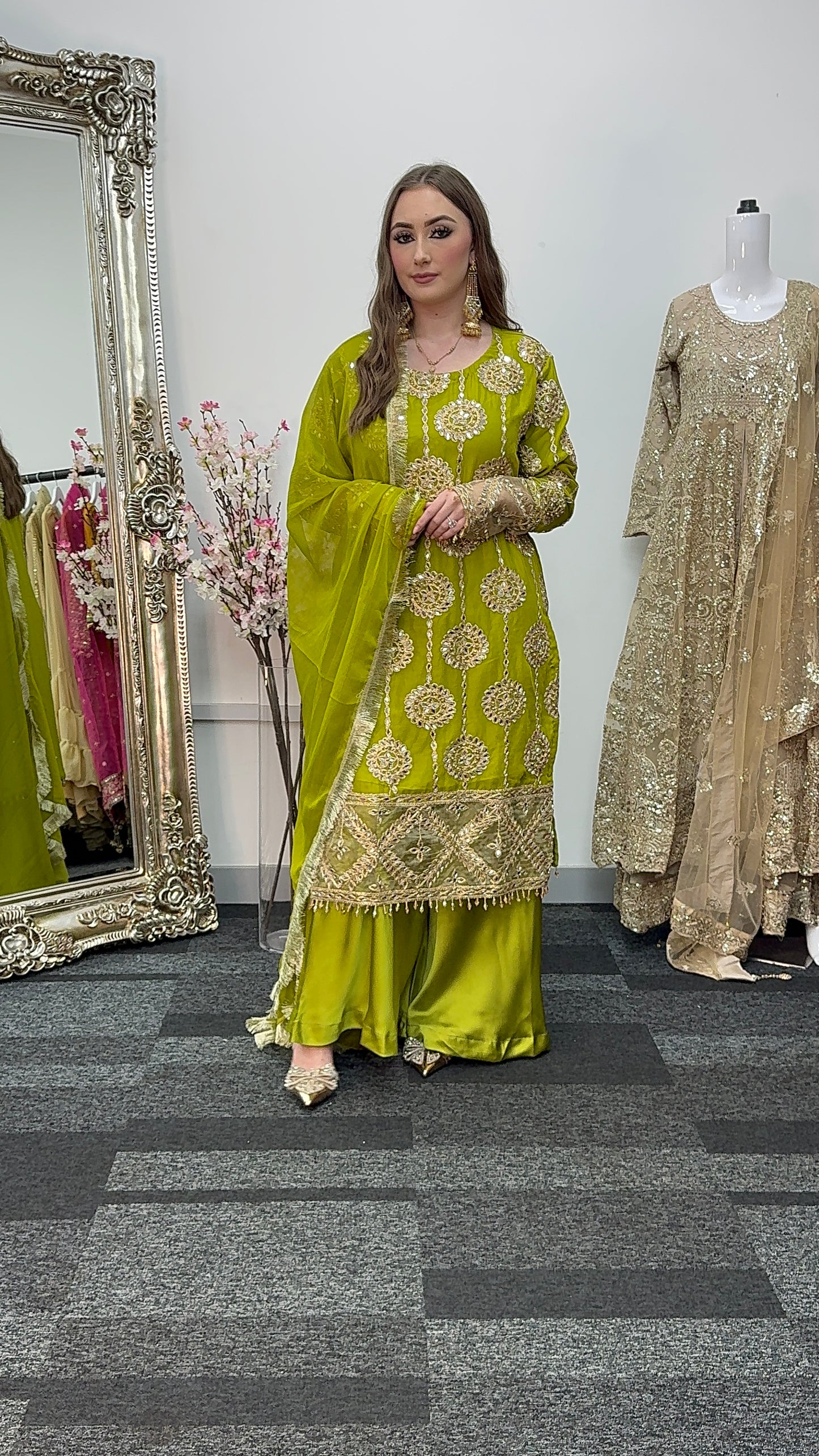 Kiran - Sheesha Sharara Set - green - Mehndi outfit - Party wear - W