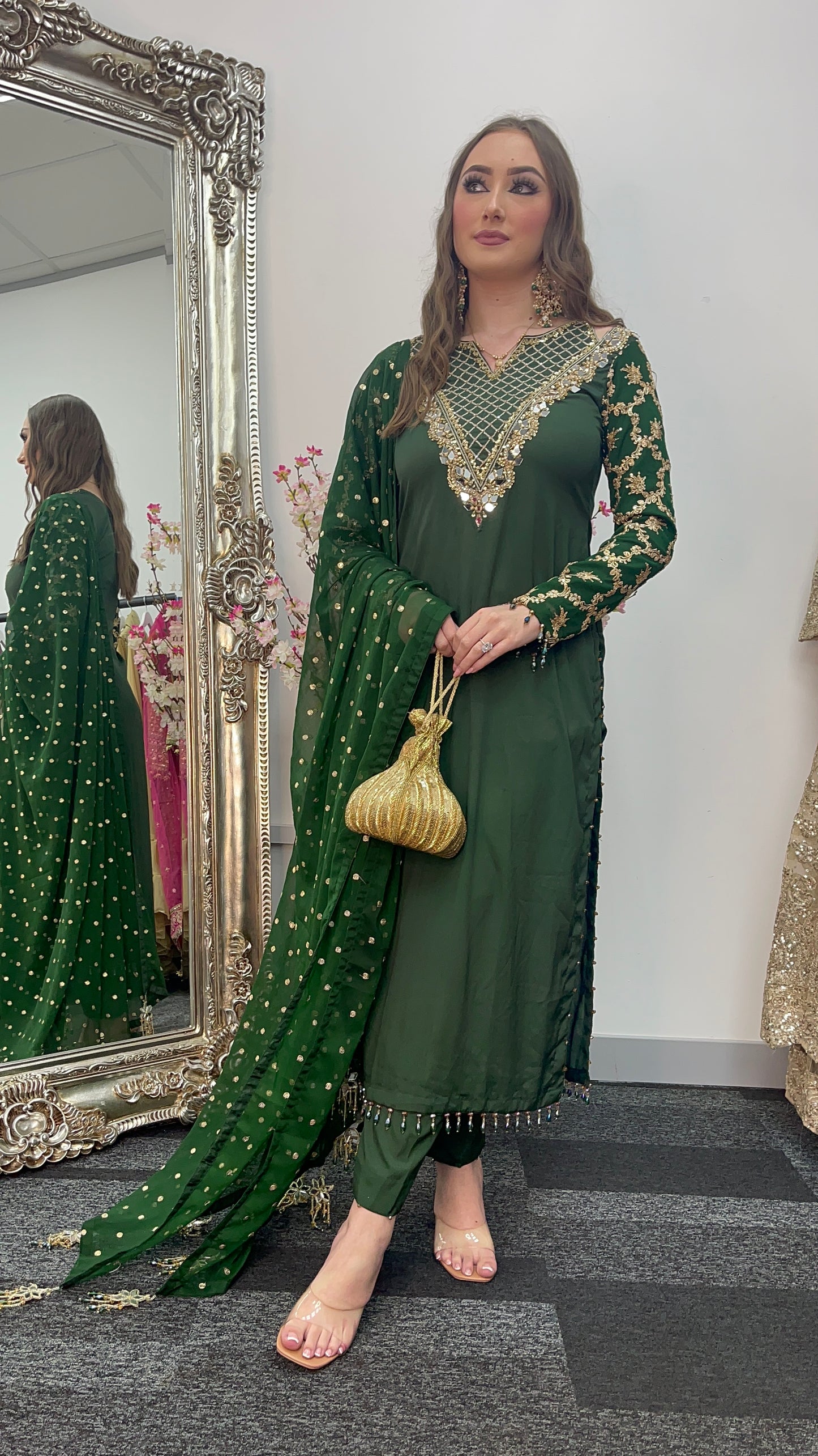 Afsana - Hand Work - Party Wear - Green