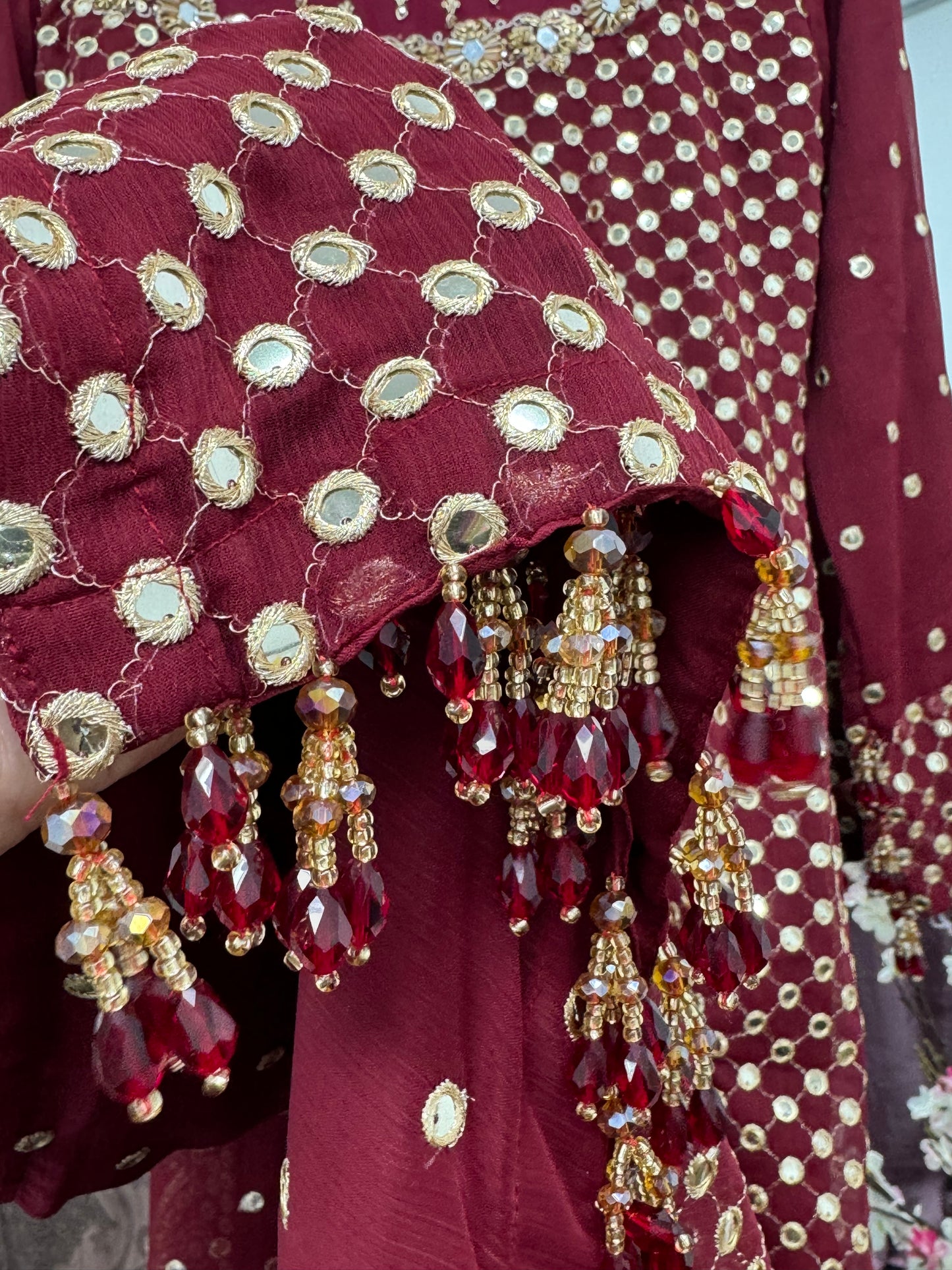 Rim Jhim - Hand Work - Chiffon Party Wear - Black - Maroon -Purple - R