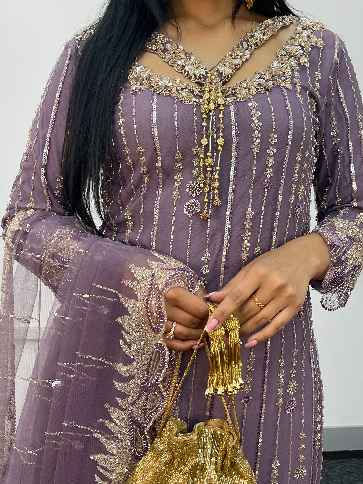 Payal - Cutdana Net - Lilac purple - A