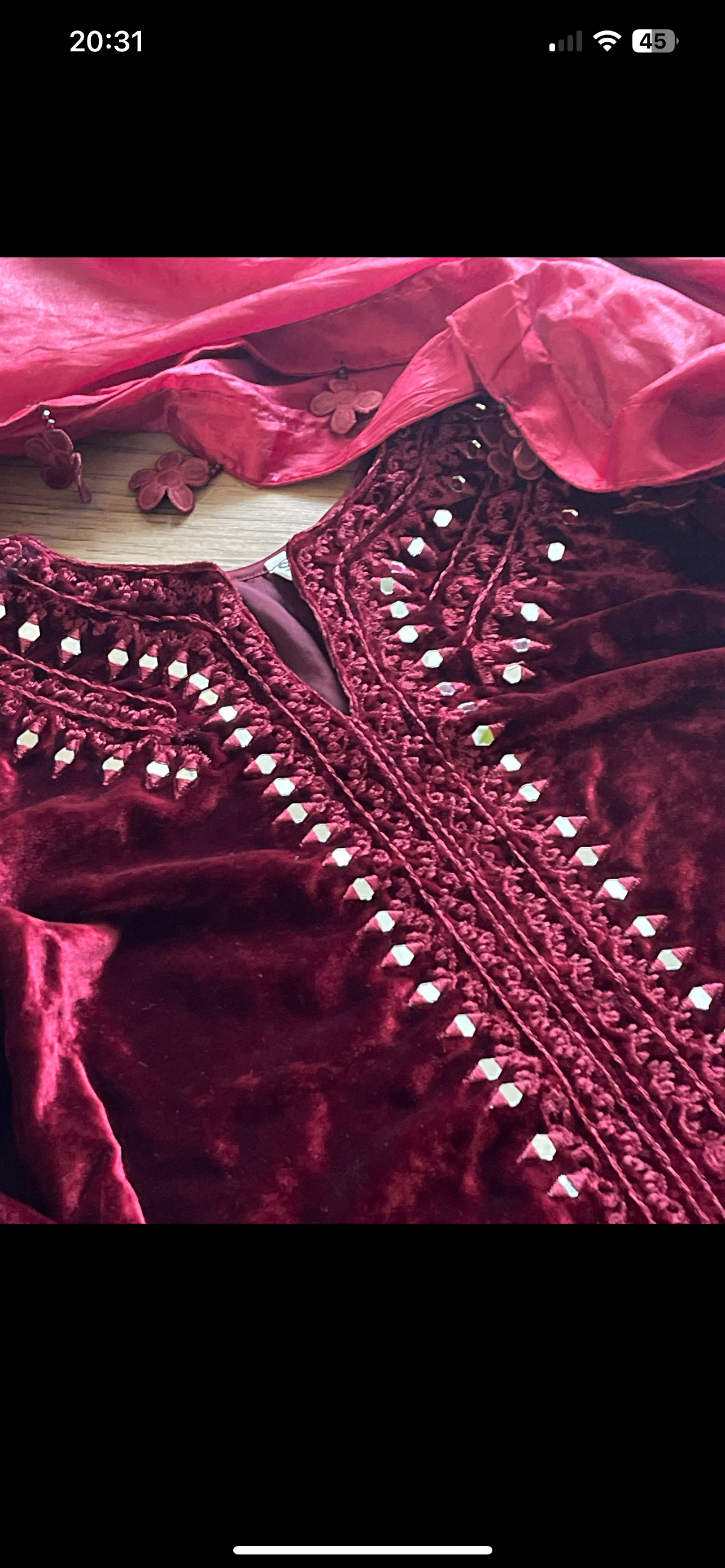 Wine - Sheesha X Velvet Maroon Plachi Daman with silk dupatta winter