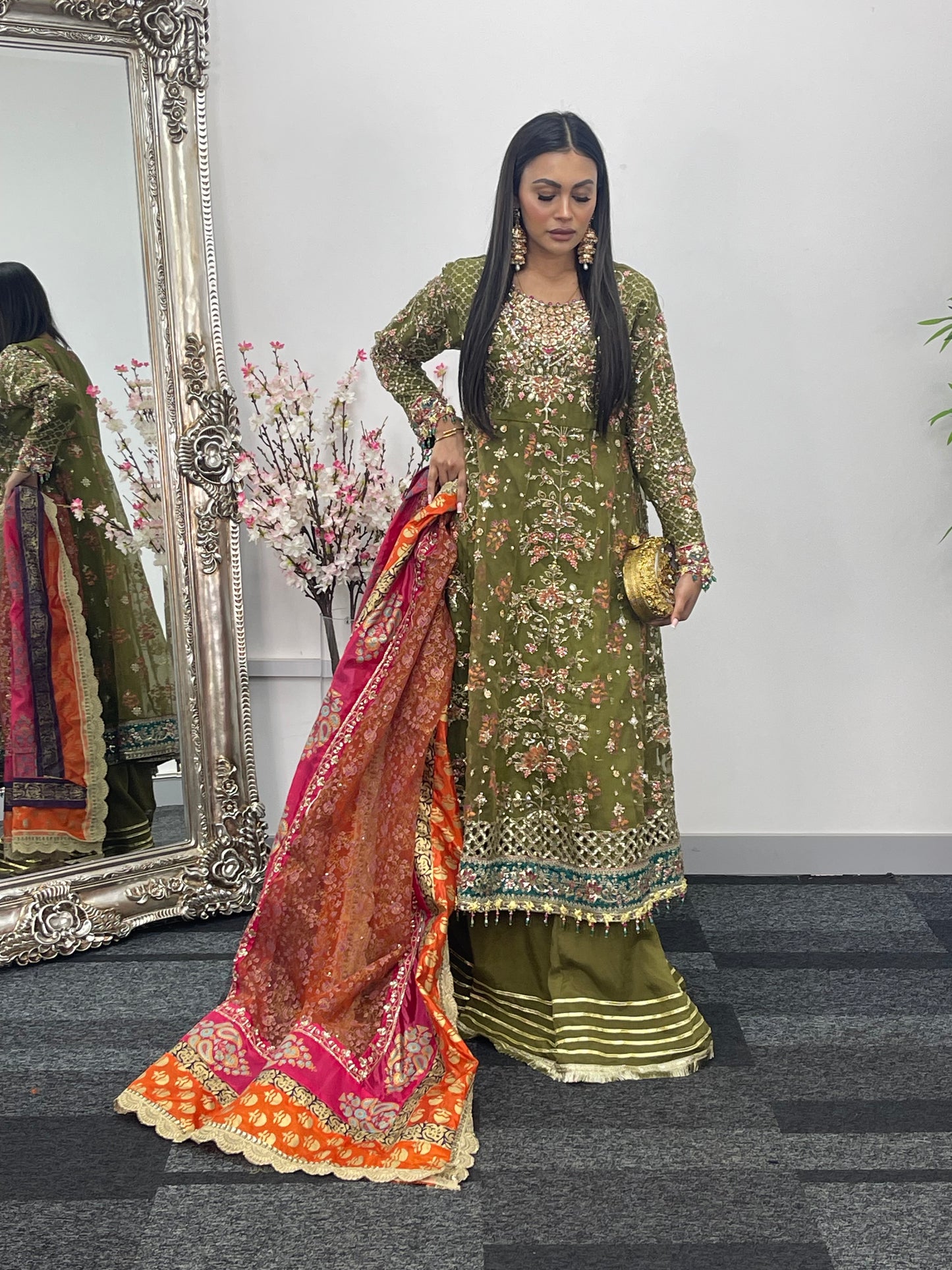 Mehndi - Maria B Inspired Maxi Lehnga