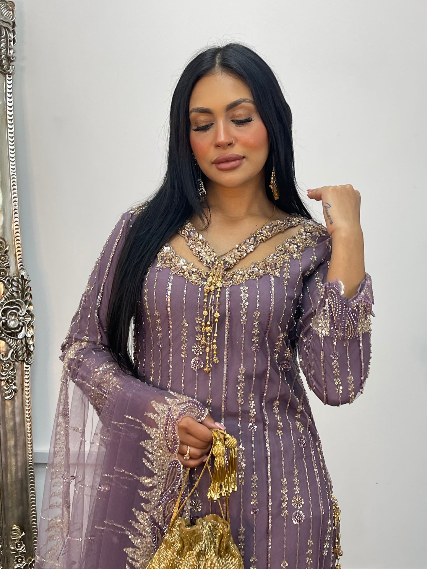 Payal - Cutdana Net - Lilac purple - A