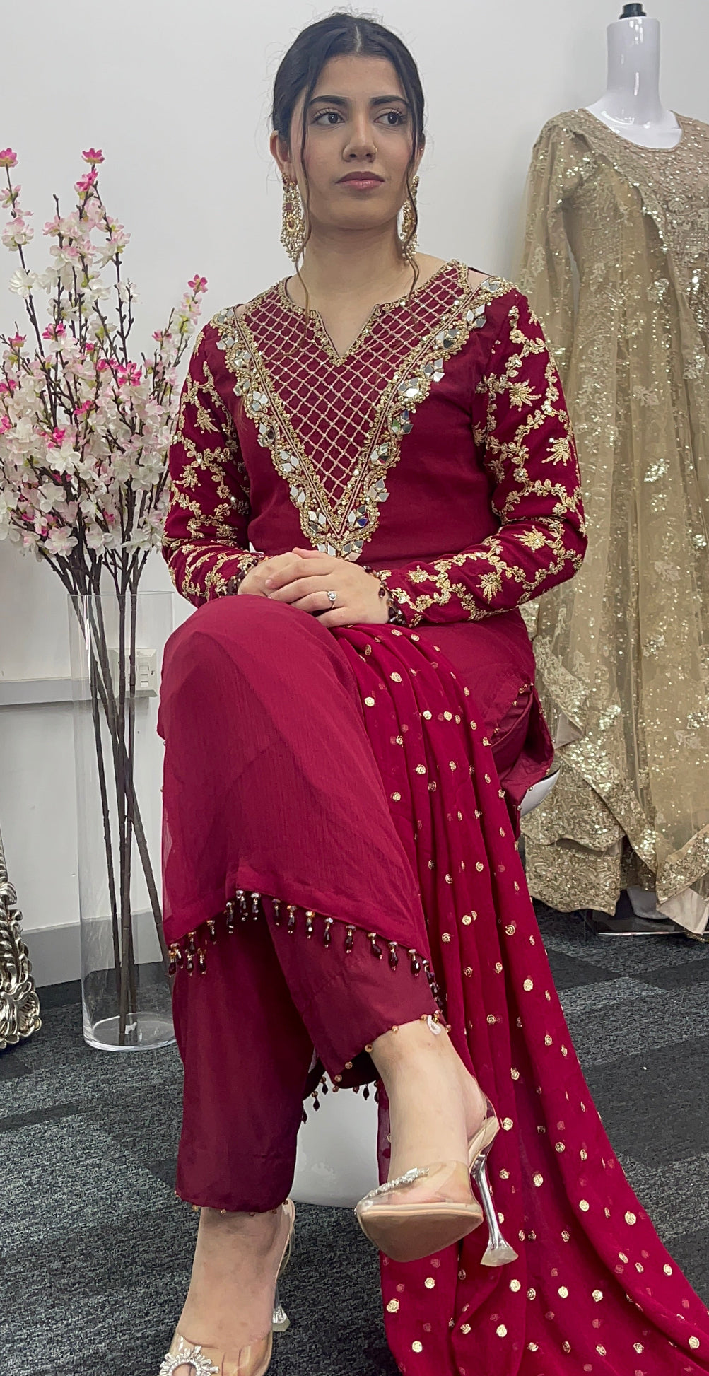 Afsana - Hand Work - Party Wear - Maroon