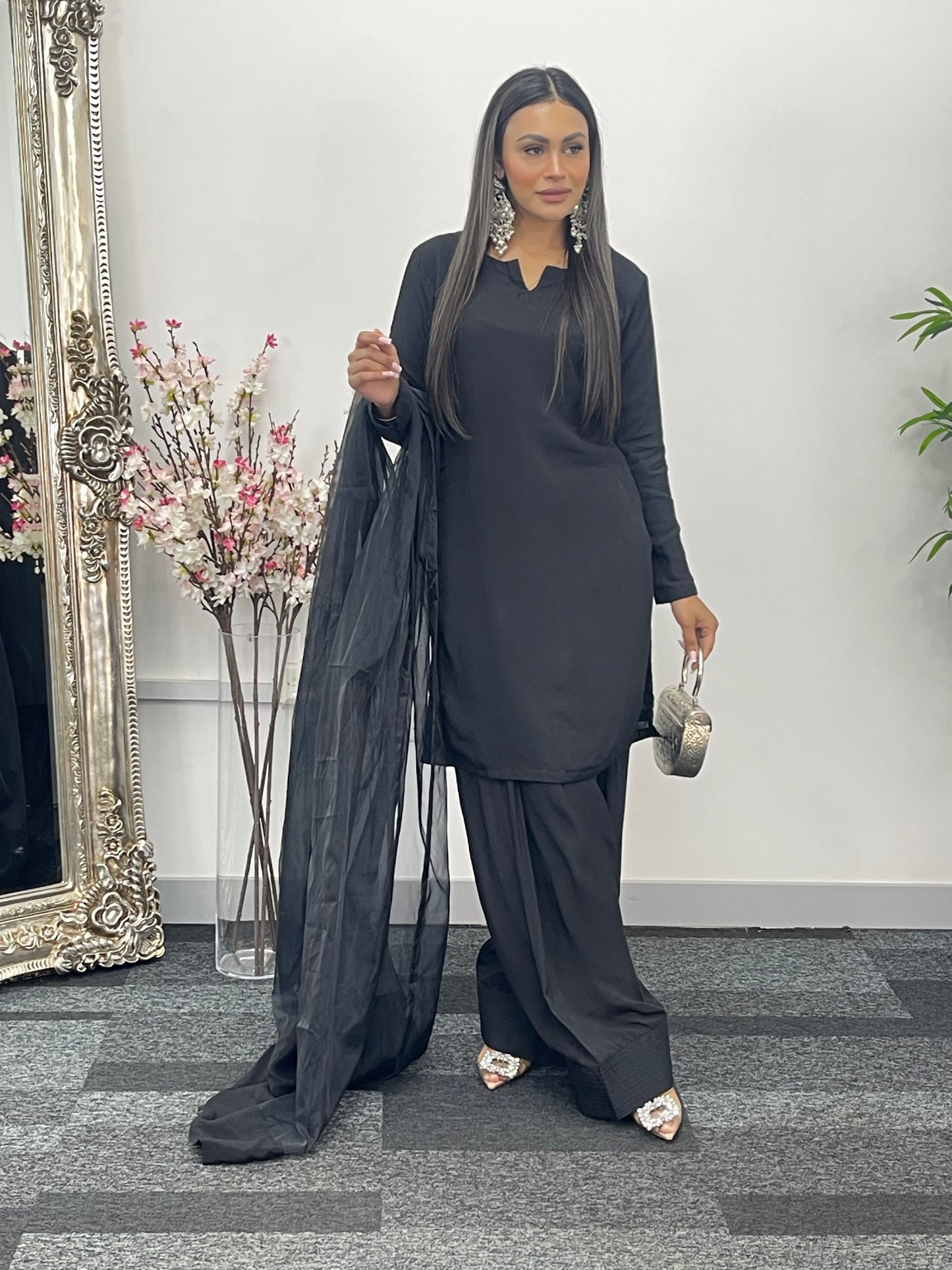 Saba - Farshi Shalwar - black