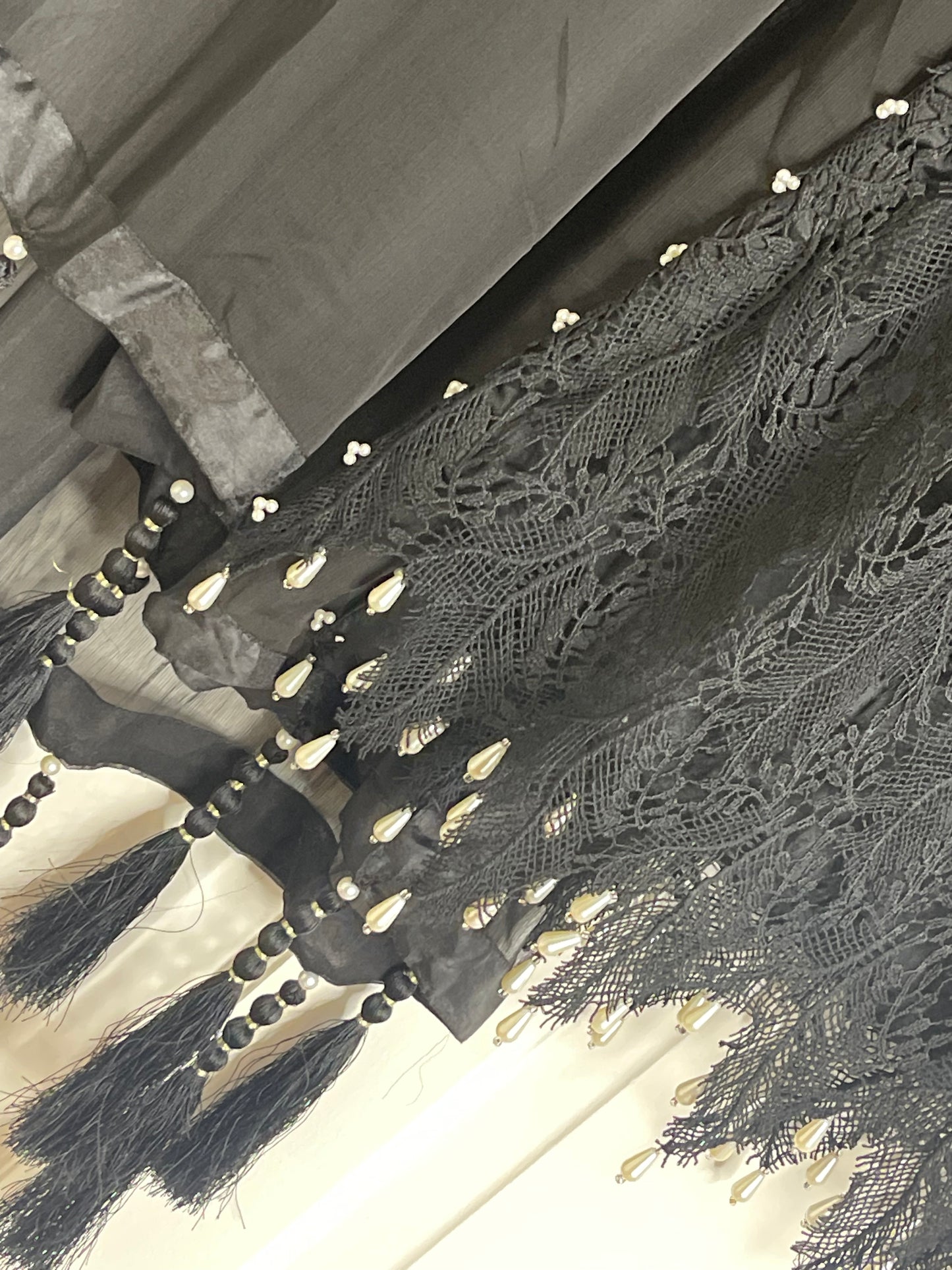 Black Patta- Lacy Crochet Net - Leafy - Dia -Diya -