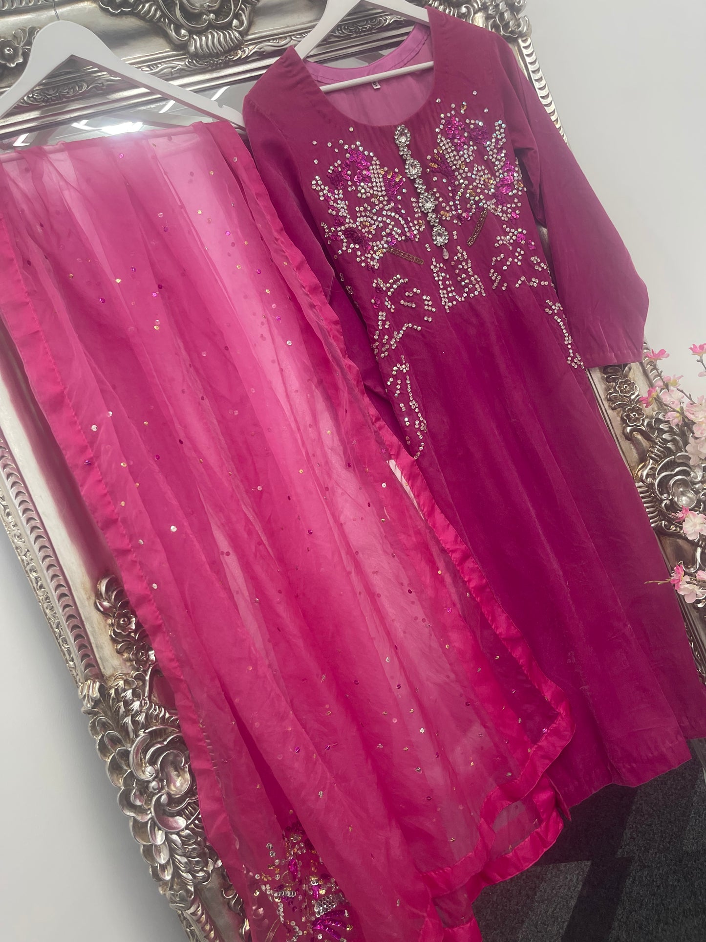 Rang e Gulaab - Hot Pink Velvet - Party Wear