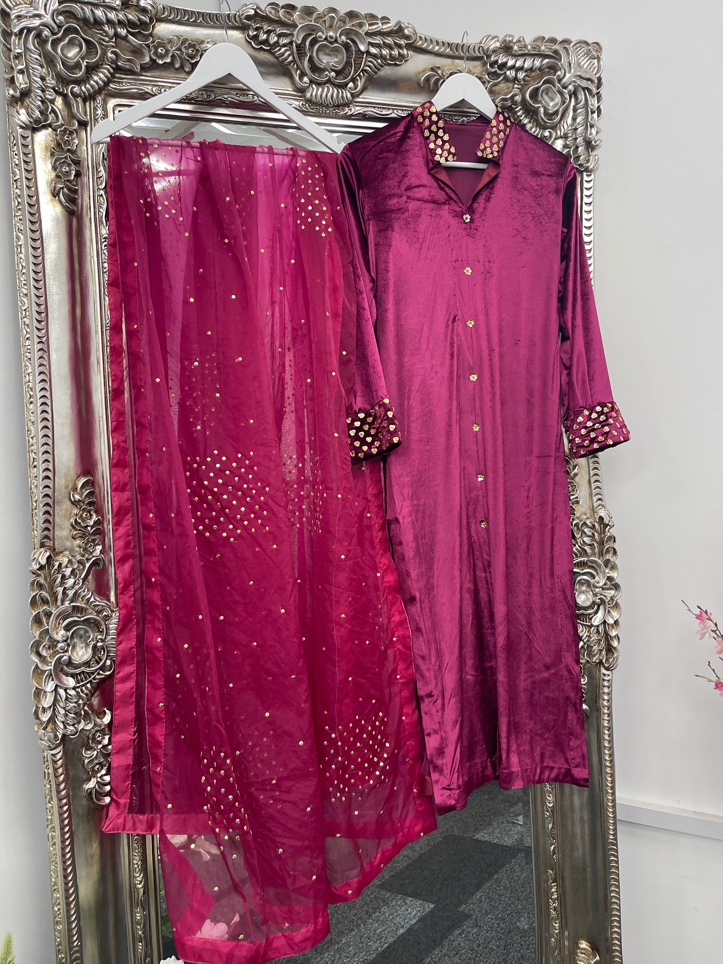 Sona l Plum Silk Velvet - Party Outfit l
