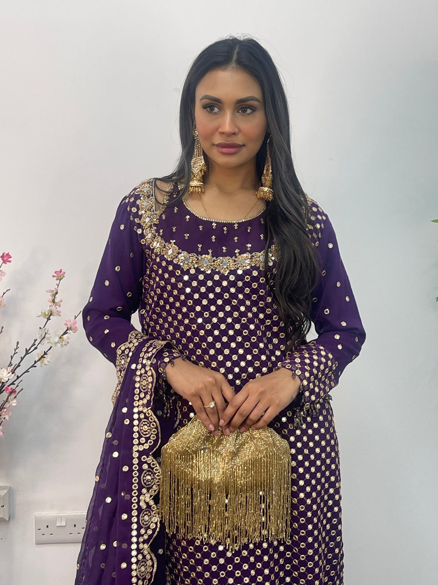Rim Jhim - Hand Work - Chiffon Party Wear - Black - Maroon -Purple - R