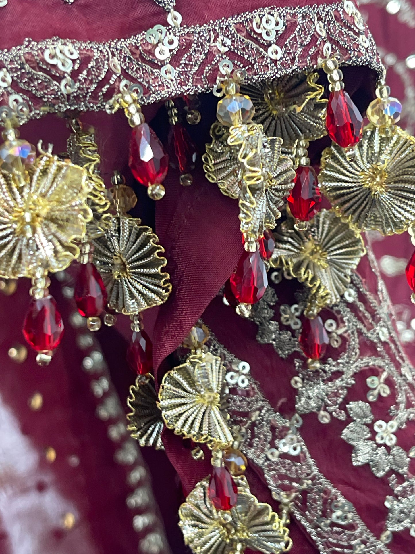 “Dulhan” Maria B Inspired - Embriodered Maroon Garara - Wedding - Jacquard