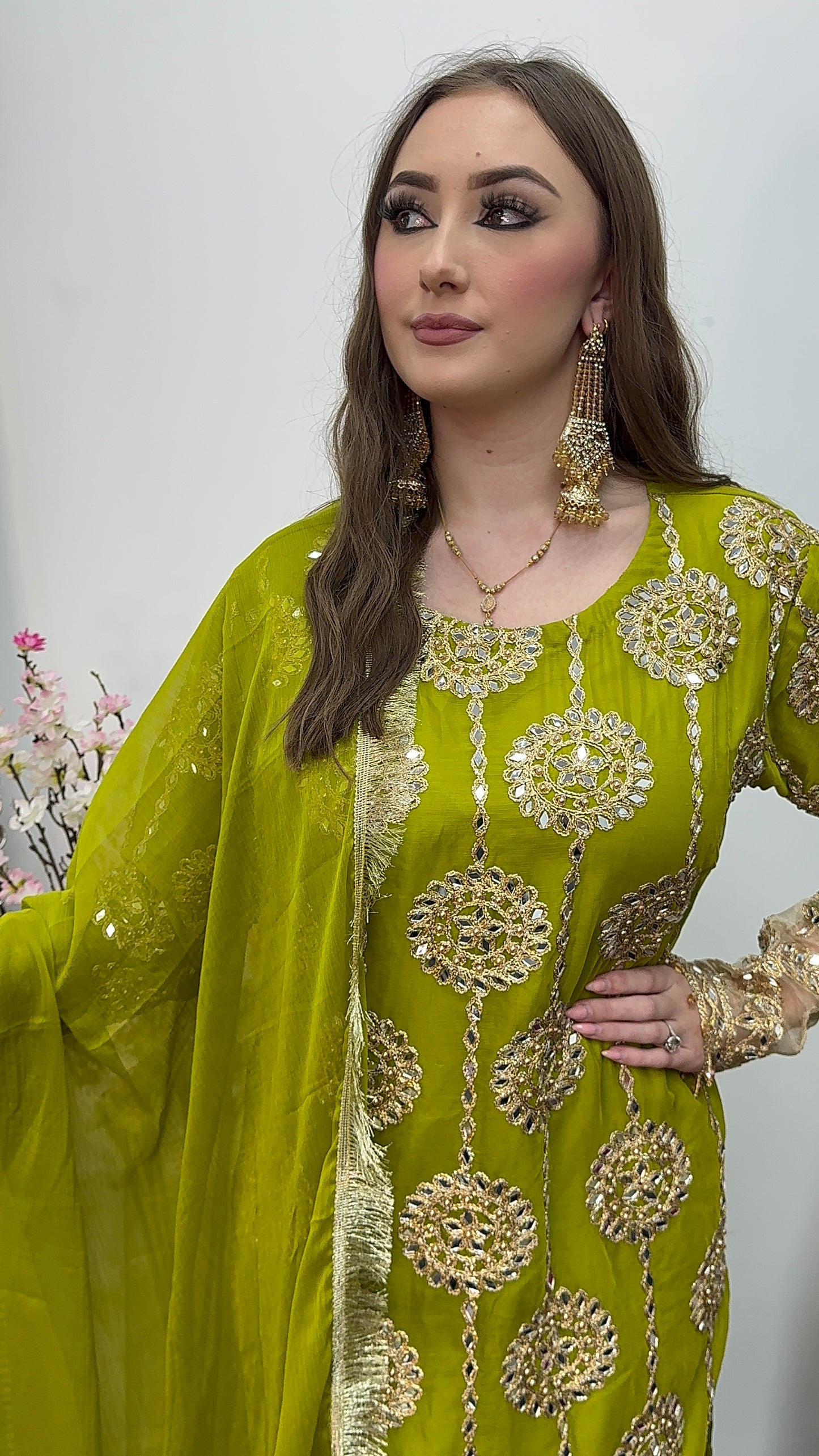 Kiran - Sheesha Sharara Set - green - Mehndi outfit - Party wear - W