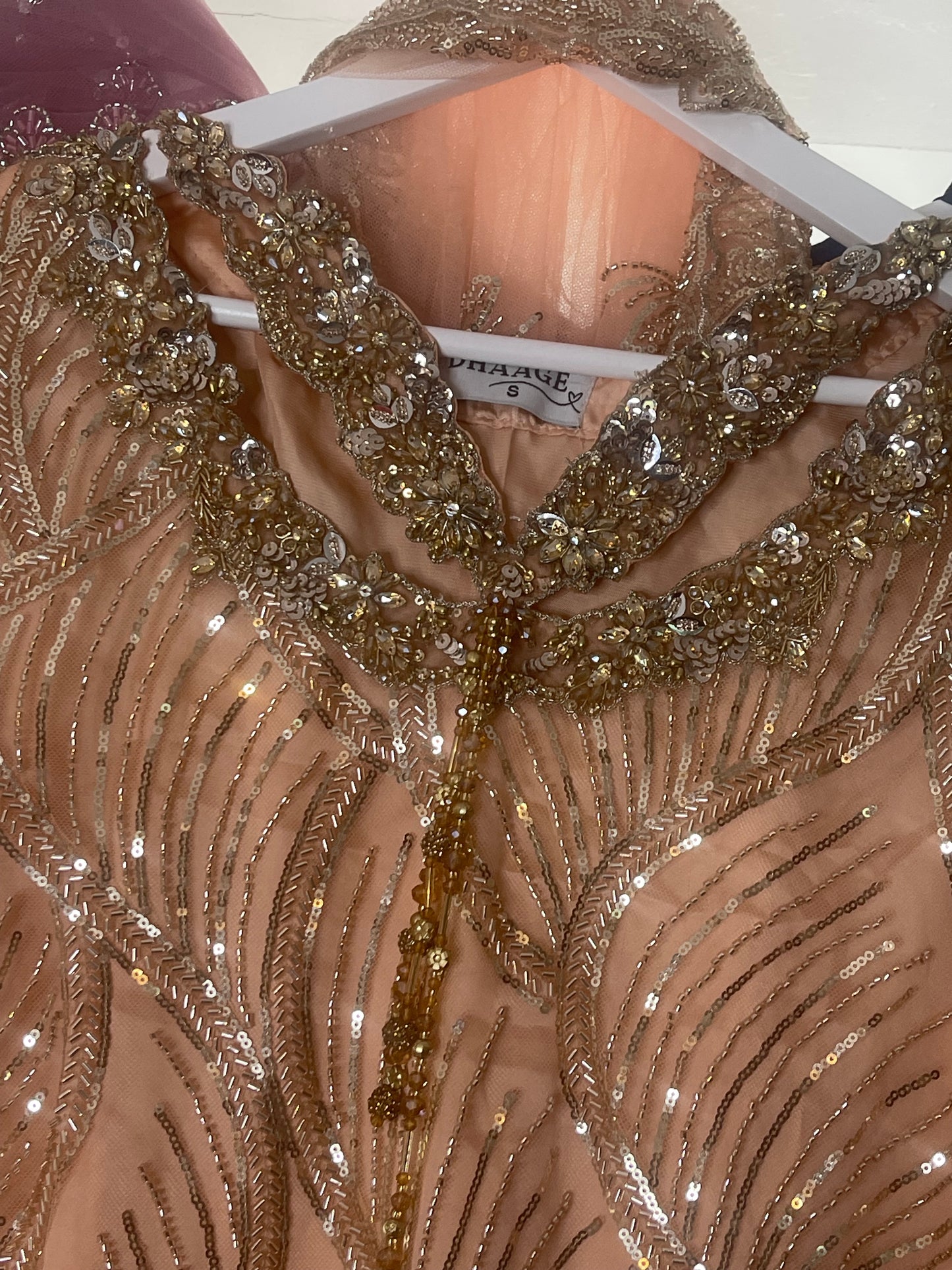 Jhumka - Peach Cutdana Net