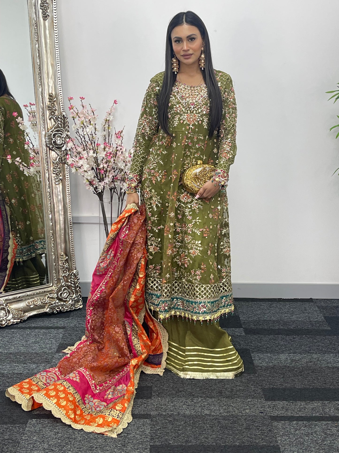 Mehndi - Maria B Inspired Maxi Lehnga