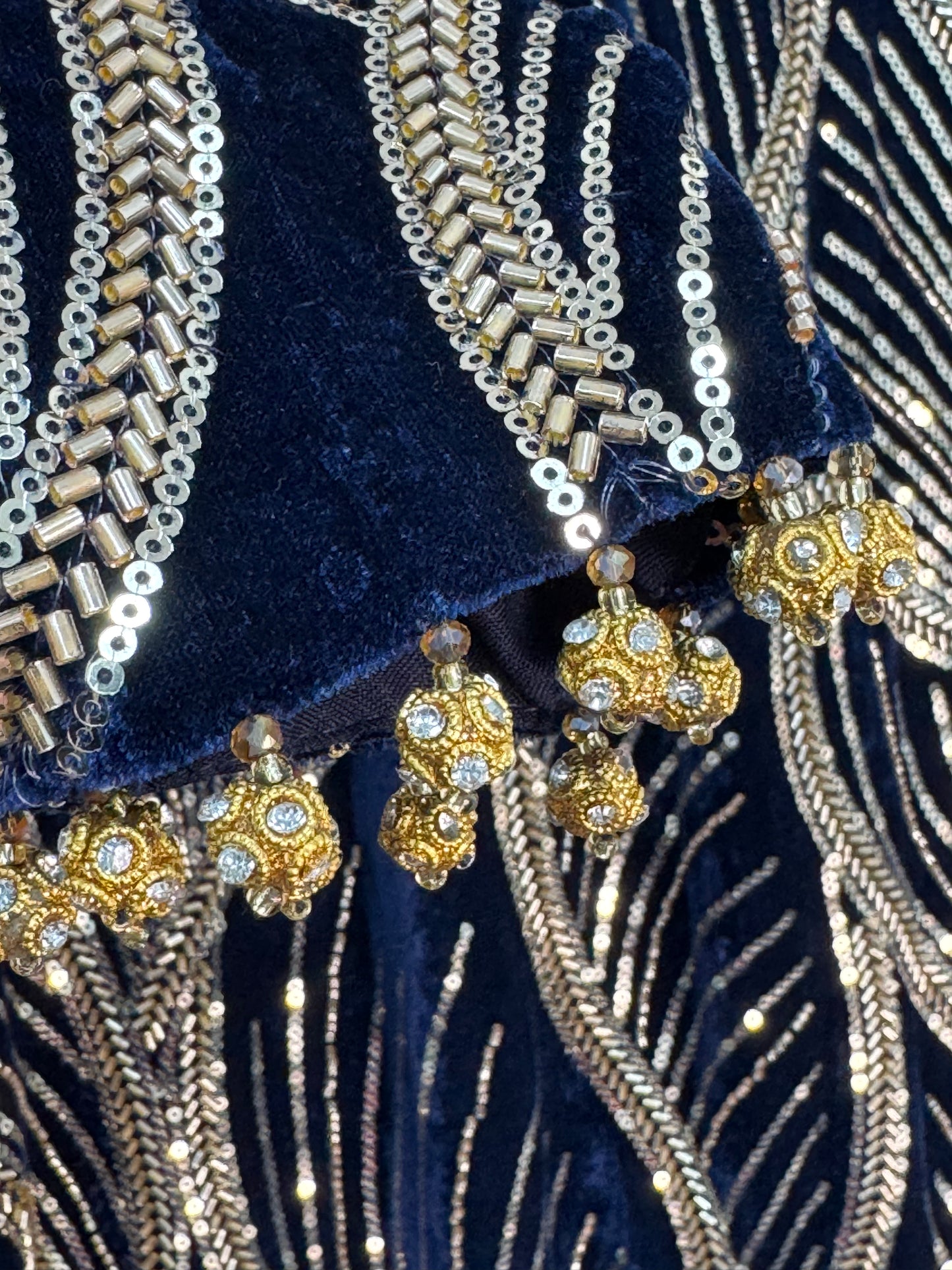 Snake - Cutdana Velvet - navy Blue