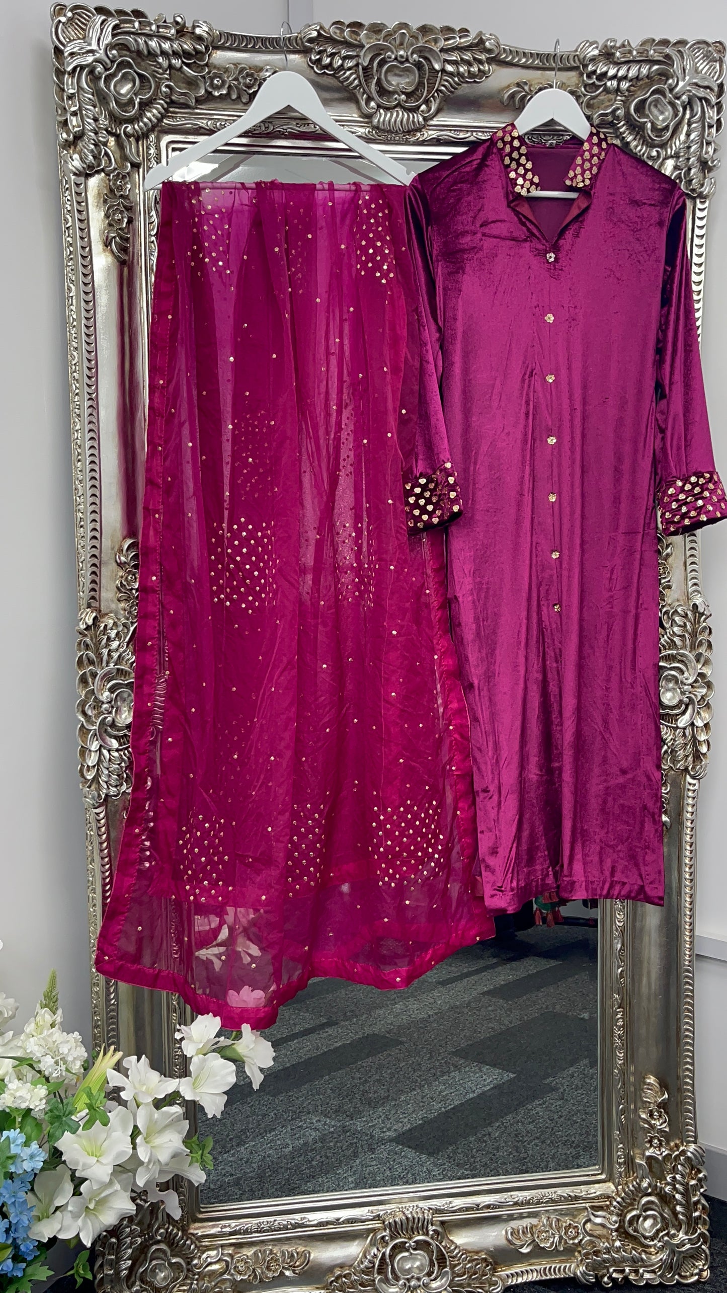 Sona l Plum Silk Velvet - Party Outfit l
