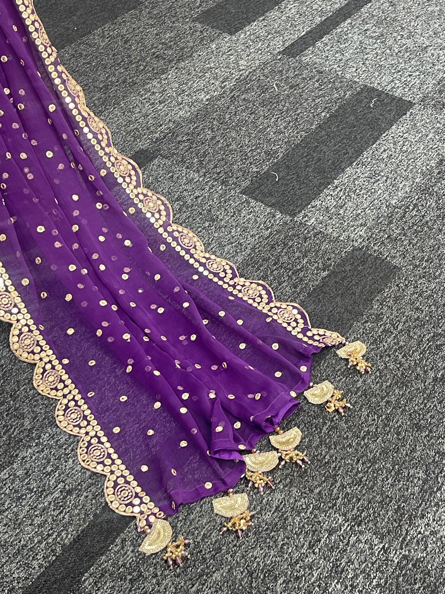Rim Jhim - Hand Work - Chiffon Party Wear - Black - Maroon -Purple - R