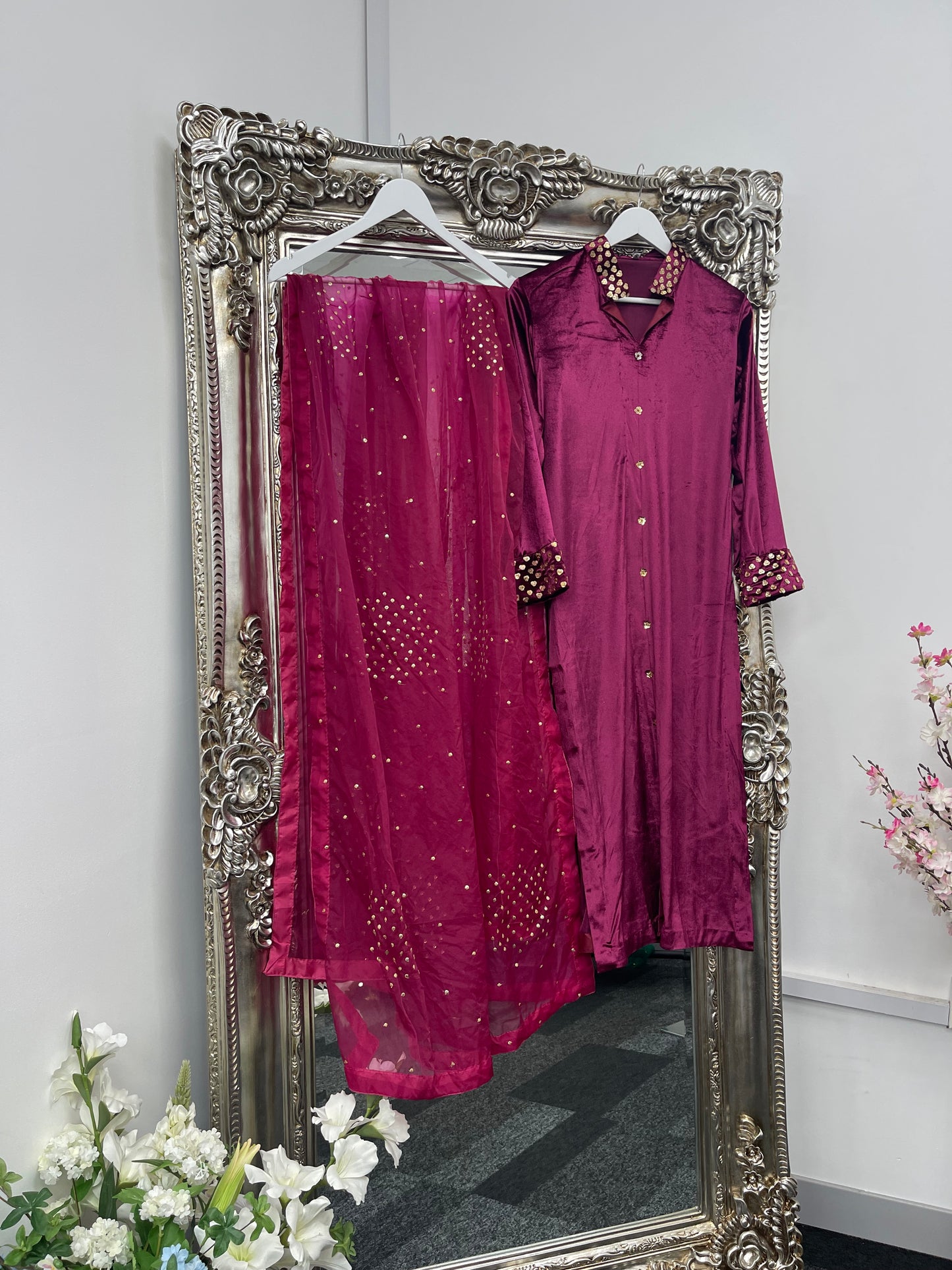 Sona l Plum Silk Velvet - Party Outfit l