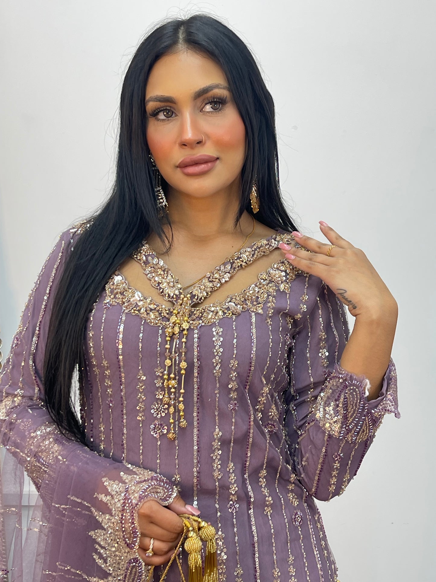 Payal - Cutdana Net - Lilac purple - A