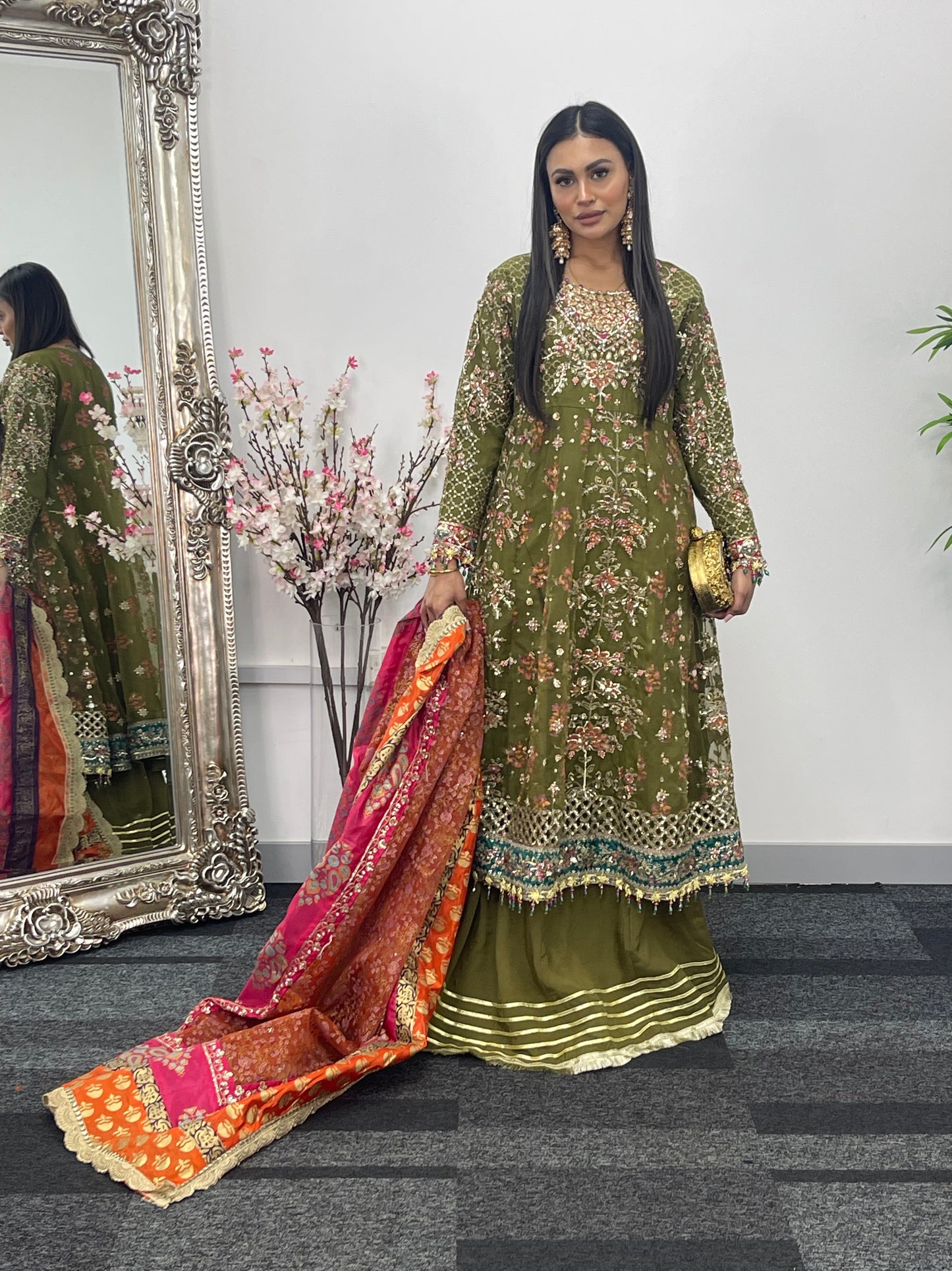 Mehndi - Maria B Inspired Maxi Lehnga