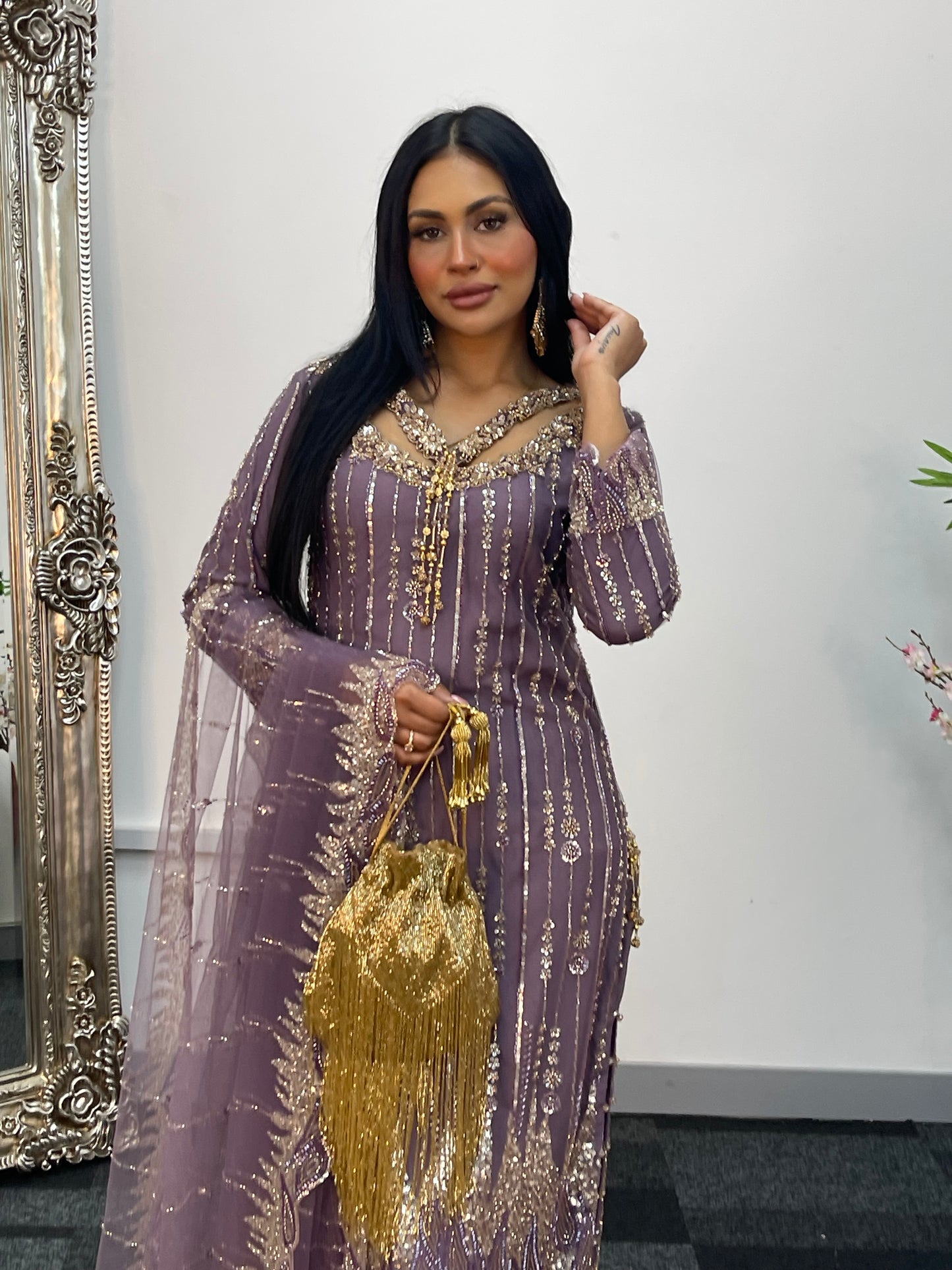 Payal - Cutdana Net - Lilac purple - A