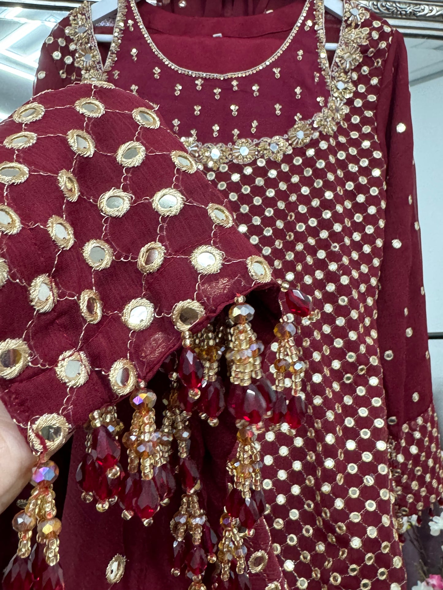 Rim Jhim - Hand Work - Chiffon Party Wear - Black - Maroon -Purple - R