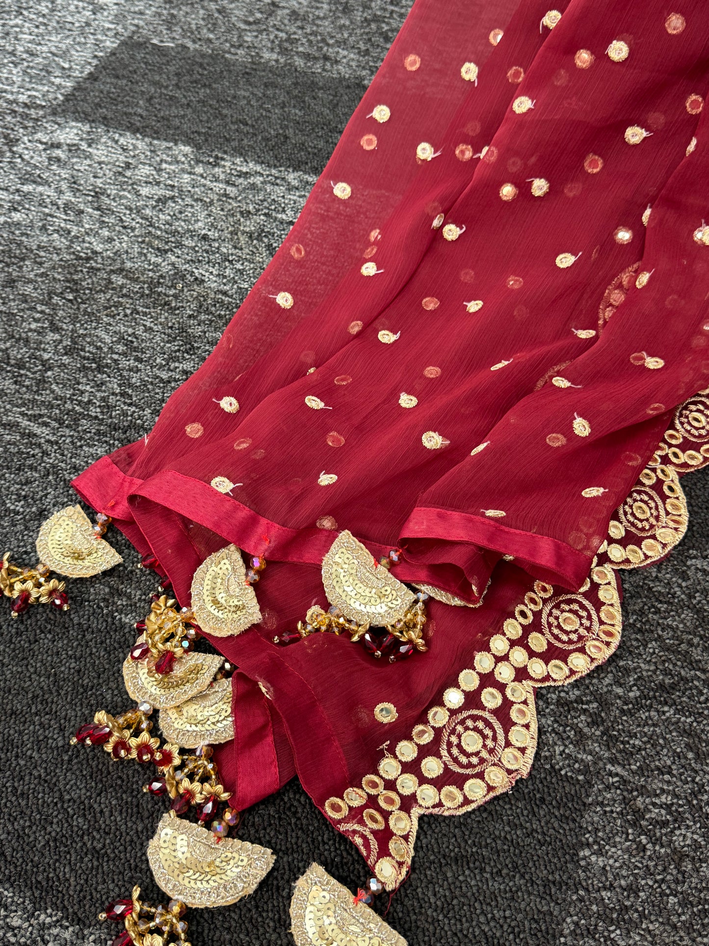Rim Jhim - Hand Work - Chiffon Party Wear - Black - Maroon -Purple - R