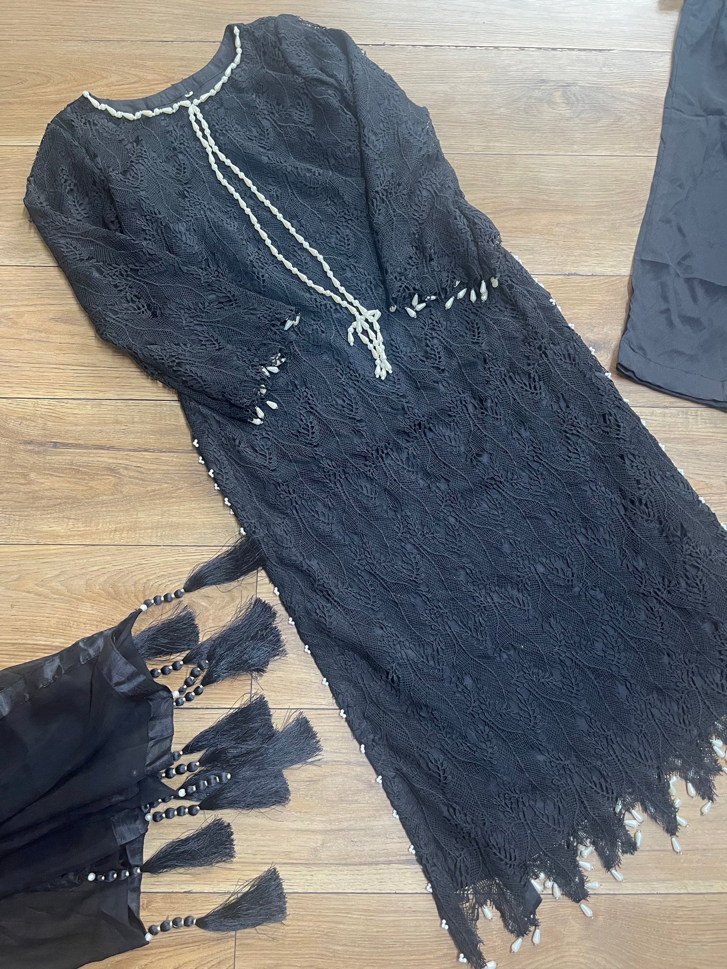 Black Patta- Lacy Crochet Net - Leafy - Dia -Diya -