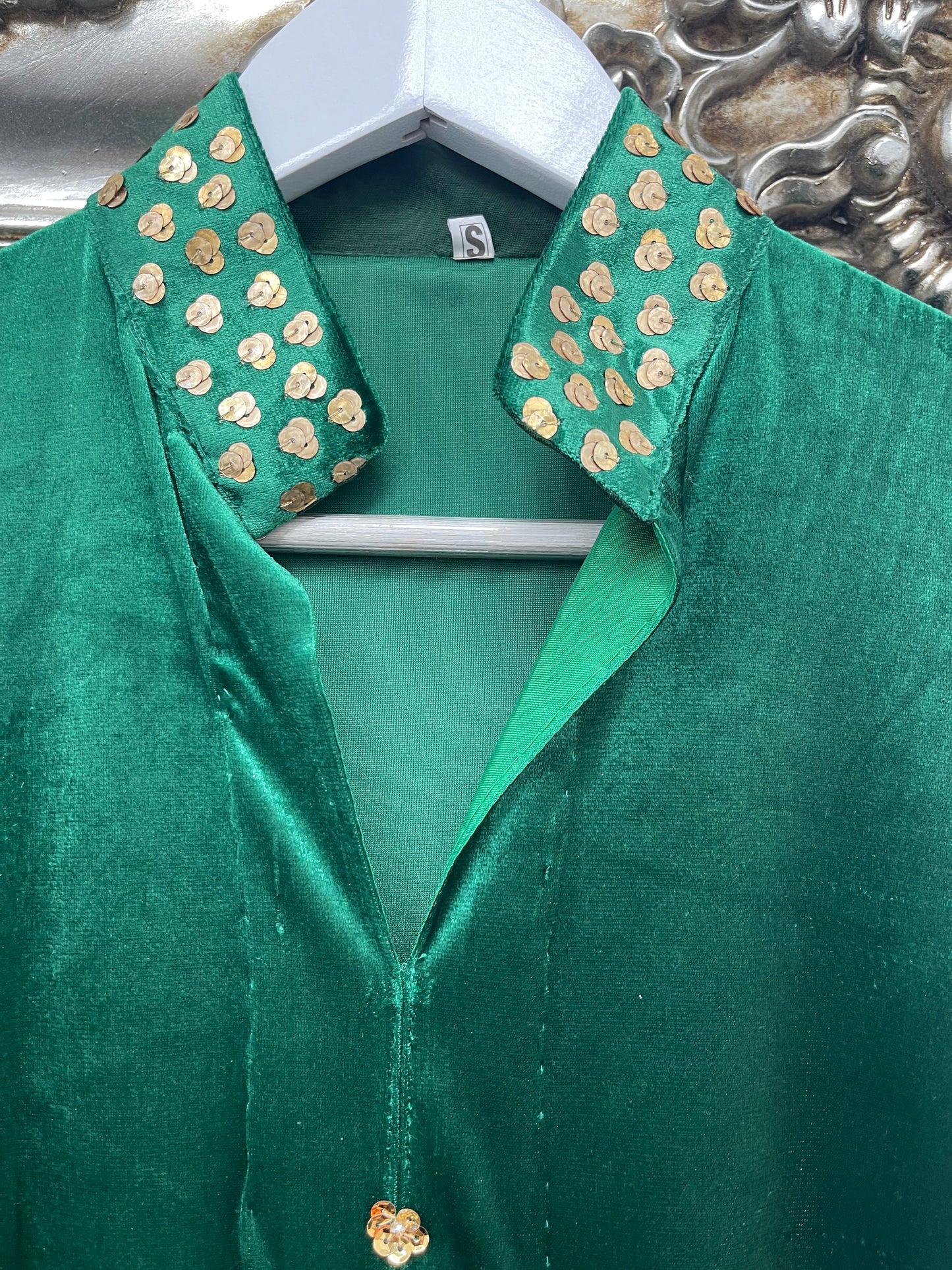 Sona l Green Silk Velvet - Party Outfit l