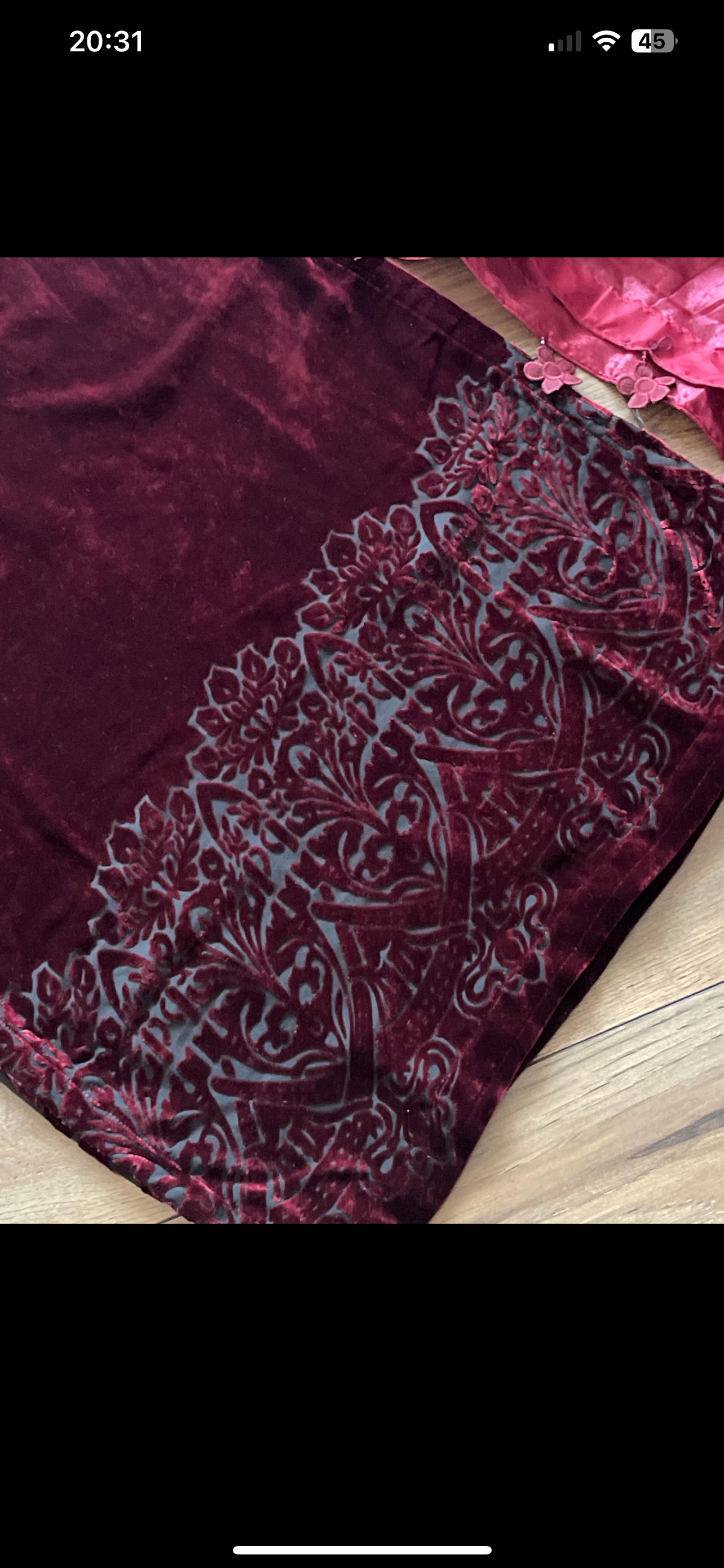 Wine - Sheesha X Velvet Maroon Plachi Daman with silk dupatta winter