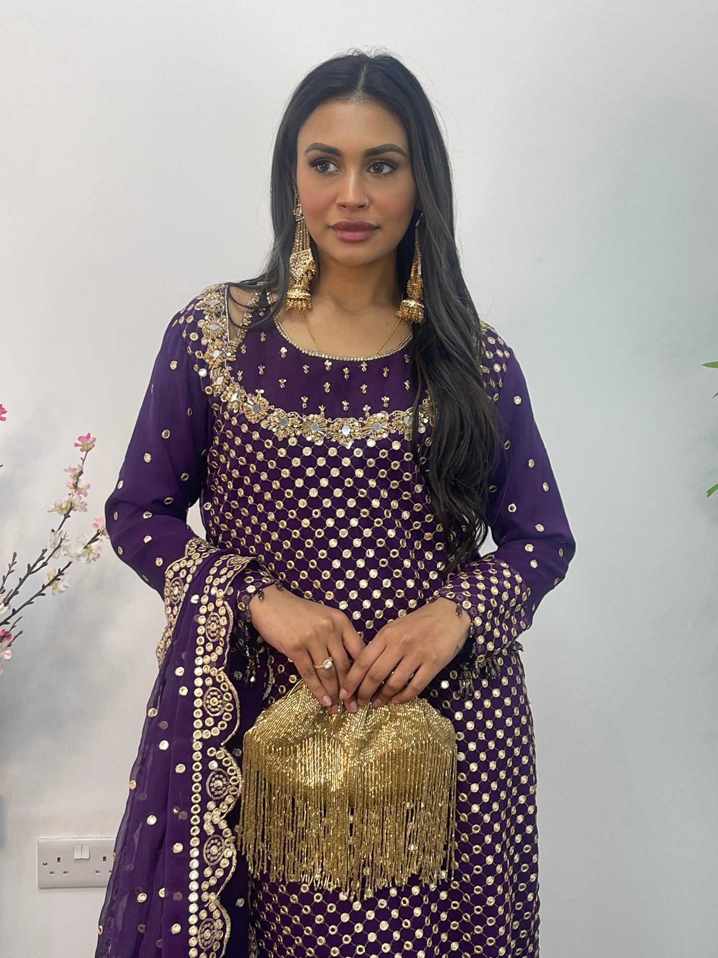 Rim Jhim - Hand Work - Chiffon Party Wear - Black - Maroon -Purple - R