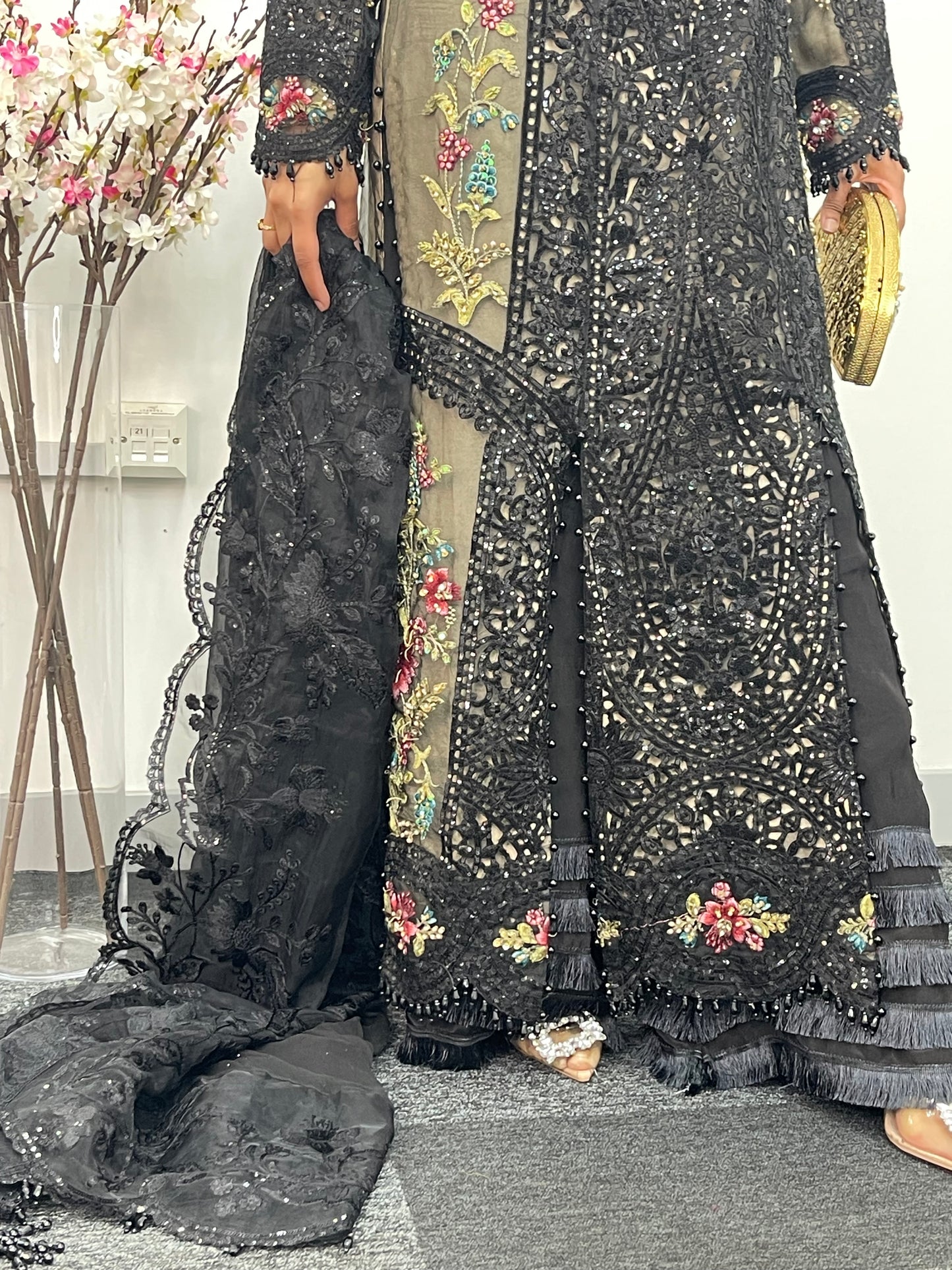 Nagin - Maria B Inspired Embroidered - Black -