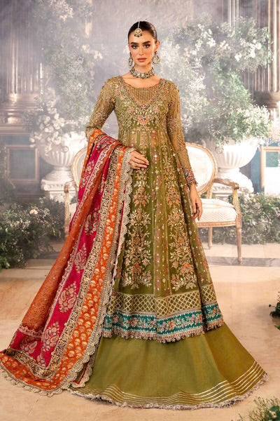 (Preorder3 weeks) Mehndi - Maria B Inspired Maxi Lehnga -