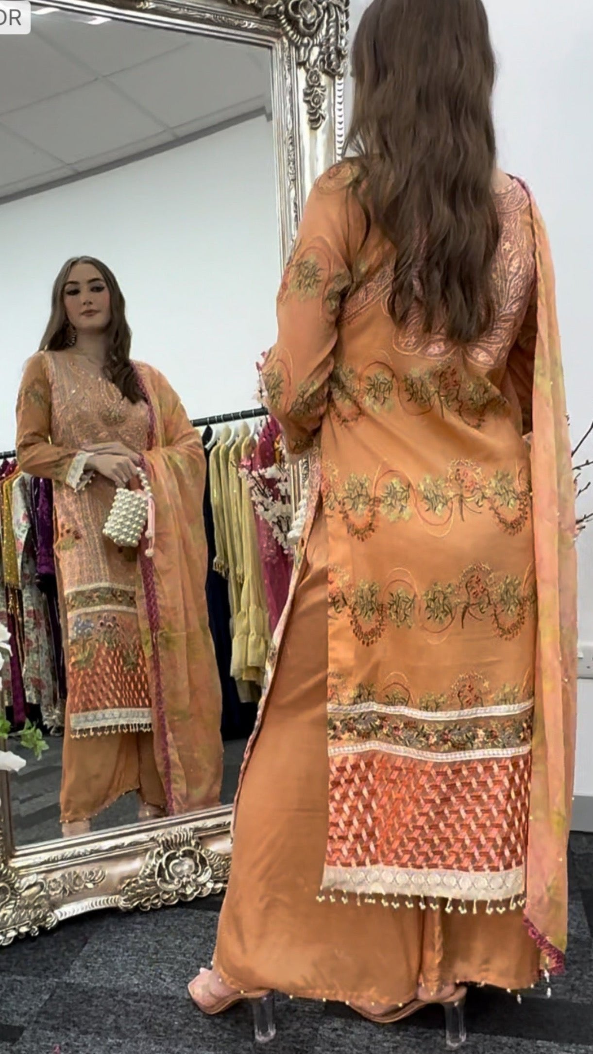 Mushq - Kahani - Peach Cotton Net - Party Wear