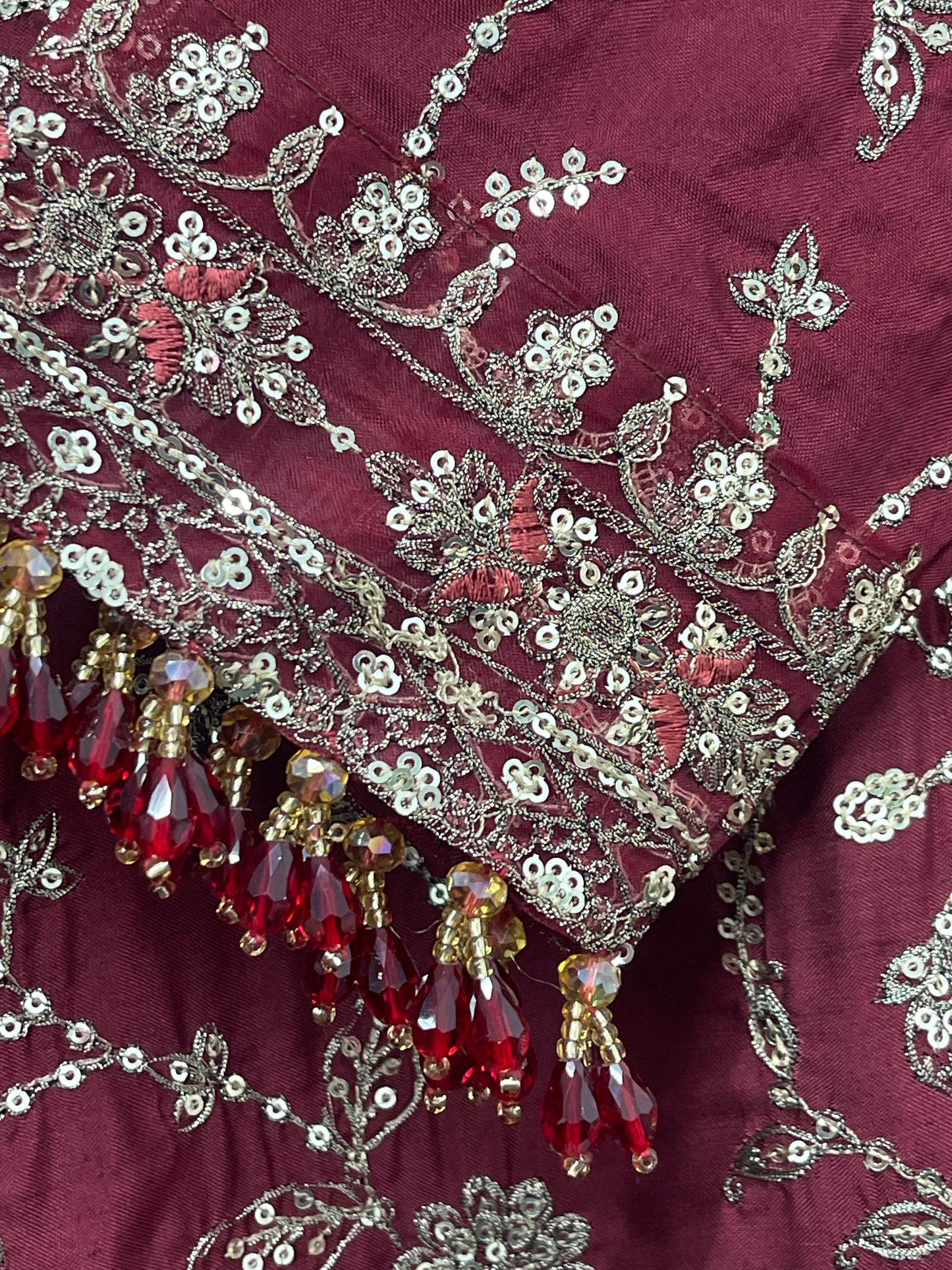 “Dulhan” Maria B Inspired - Embriodered Maroon Garara - Wedding - Jacquard