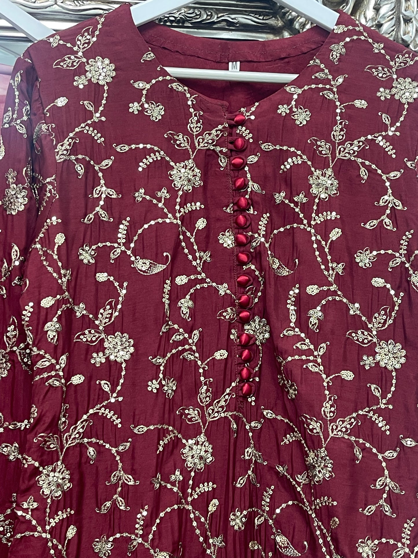“Dulhan” Maria B Inspired - Embriodered Maroon Garara - Wedding - Jacquard