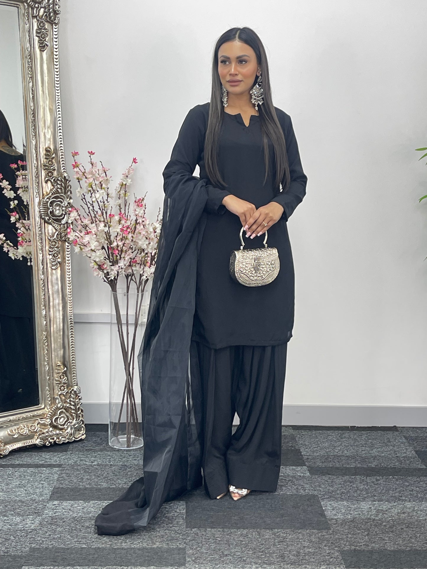 Saba - Farshi Shalwar - black