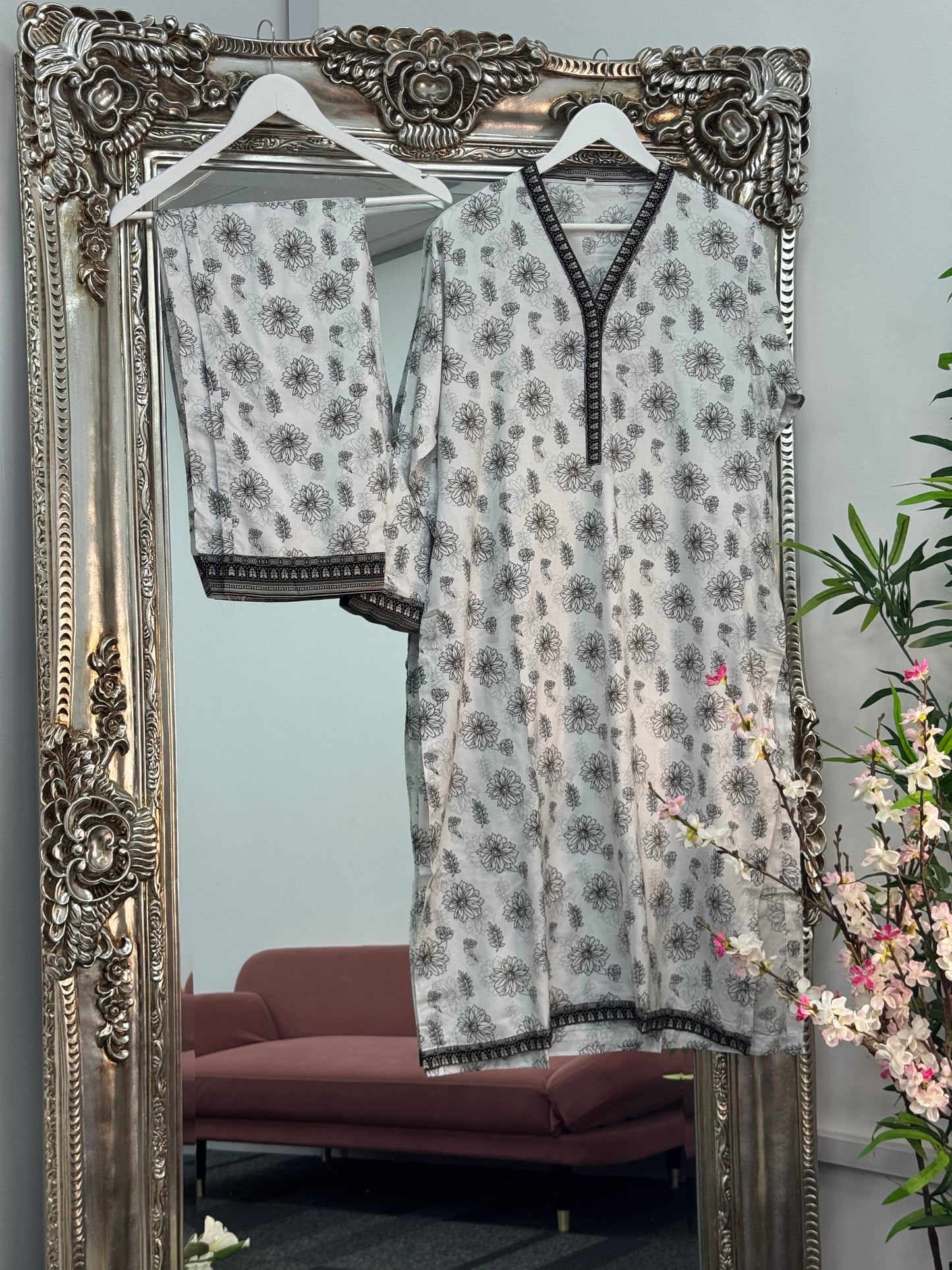 Daily Wear - 2 PC Printed Linen - White