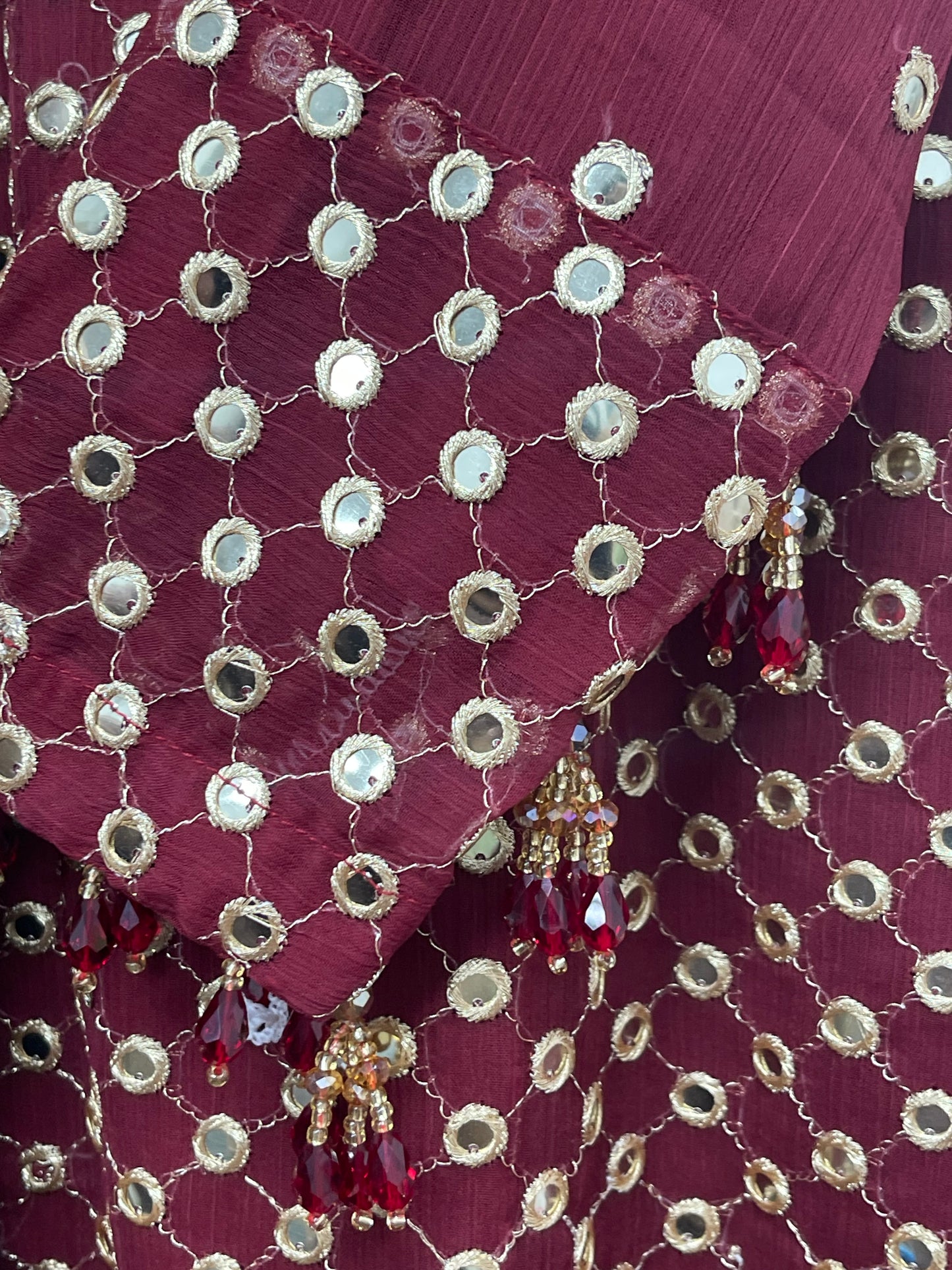 Rim Jhim - Hand Work - Chiffon Party Wear - Black - Maroon -Purple - R