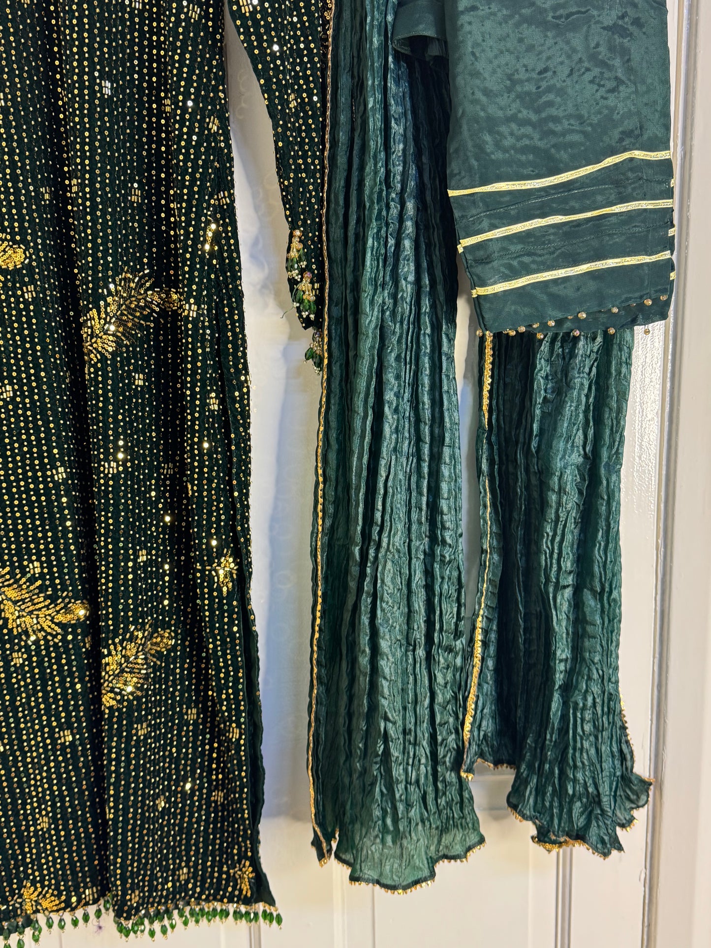Dil bahar - Cutdana Velvet - Green